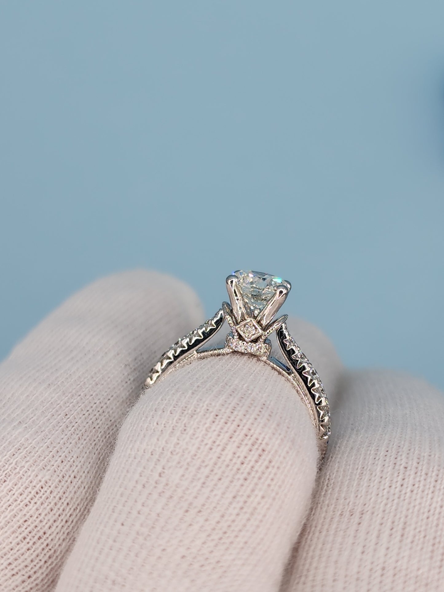 1.06 ct Round Natural Diamond in 14k White Gold Natalie K. Designer Setting Engagement Ring