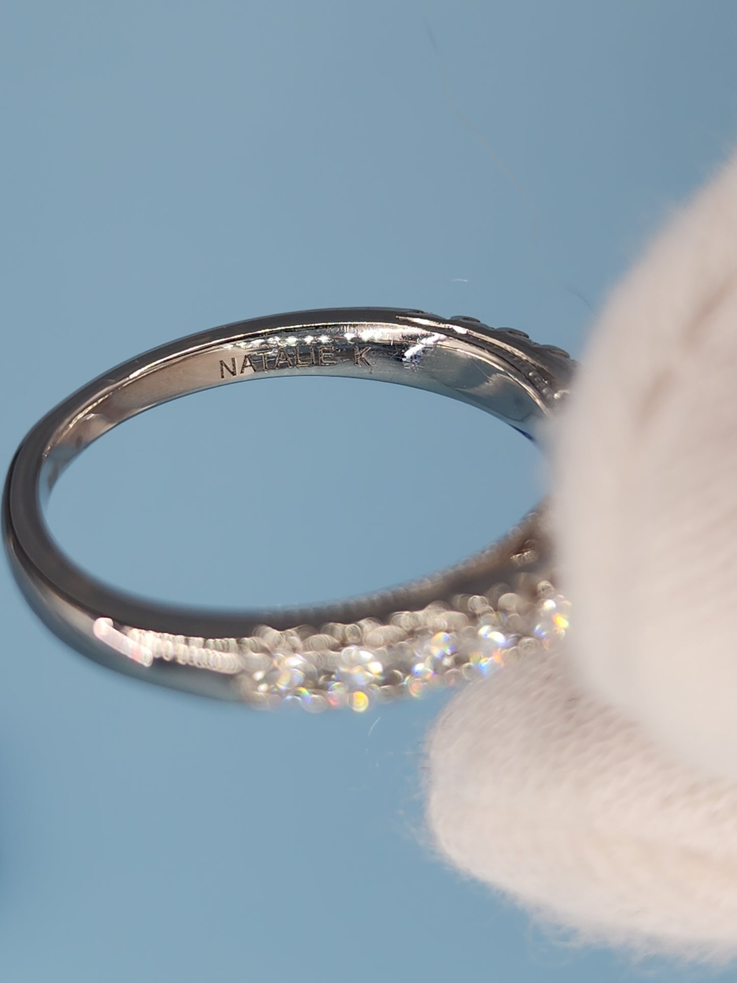 1.06 ct Round Natural Diamond in 14k White Gold Natalie K. Designer Setting Engagement Ring