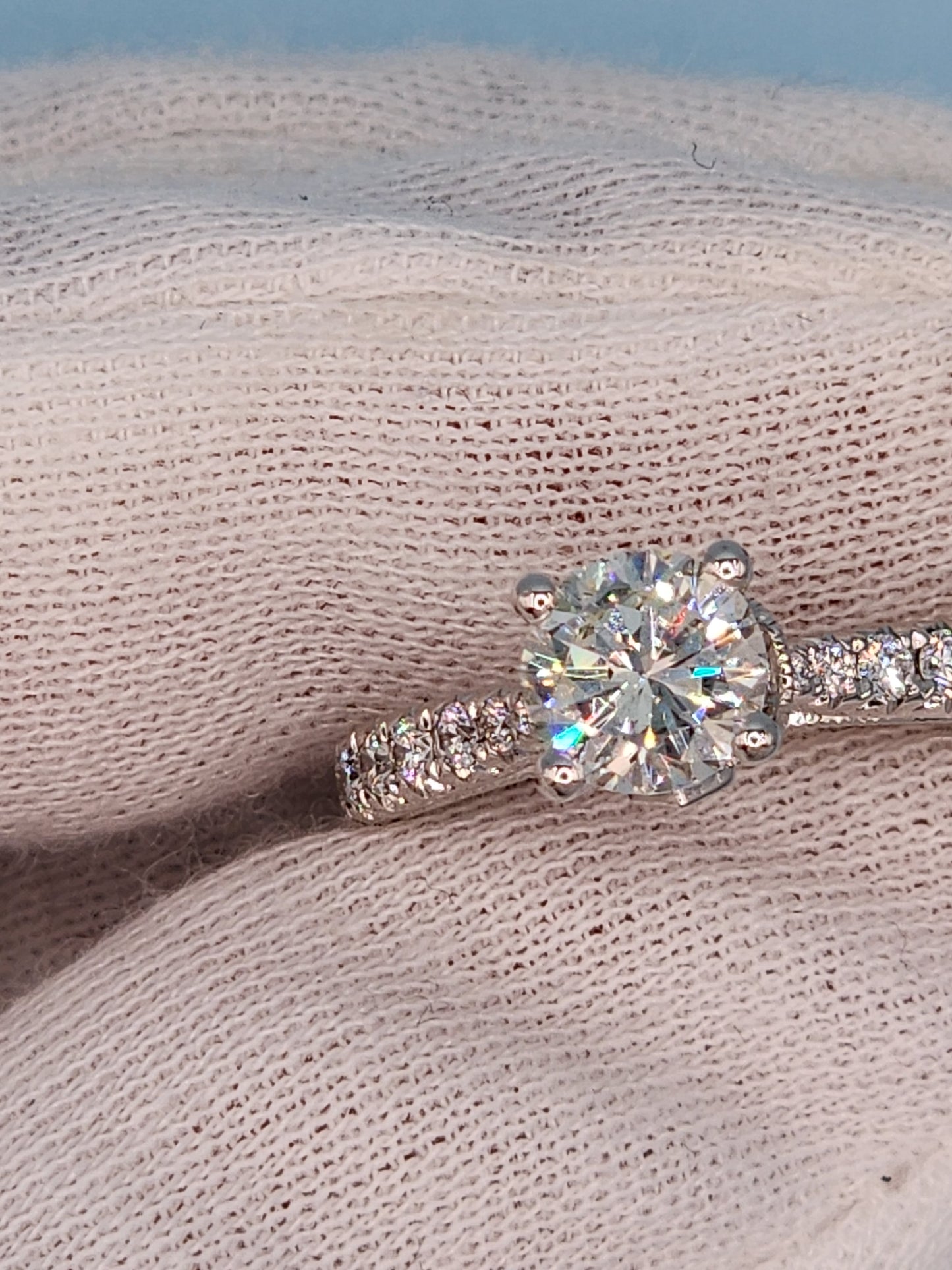 1.06 ct Round Natural Diamond in 14k White Gold Natalie K. Designer Setting Engagement Ring