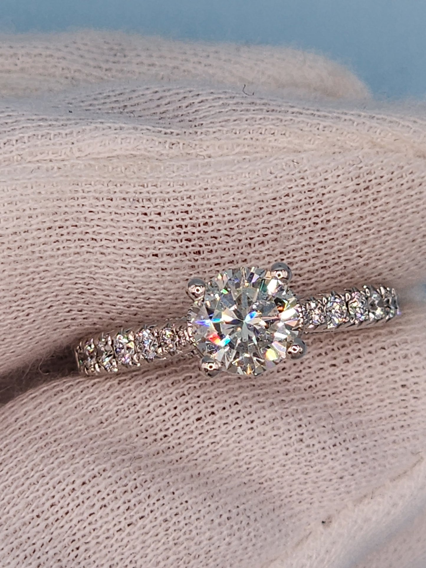 1.06 ct Round Natural Diamond in 14k White Gold Natalie K. Designer Setting Engagement Ring