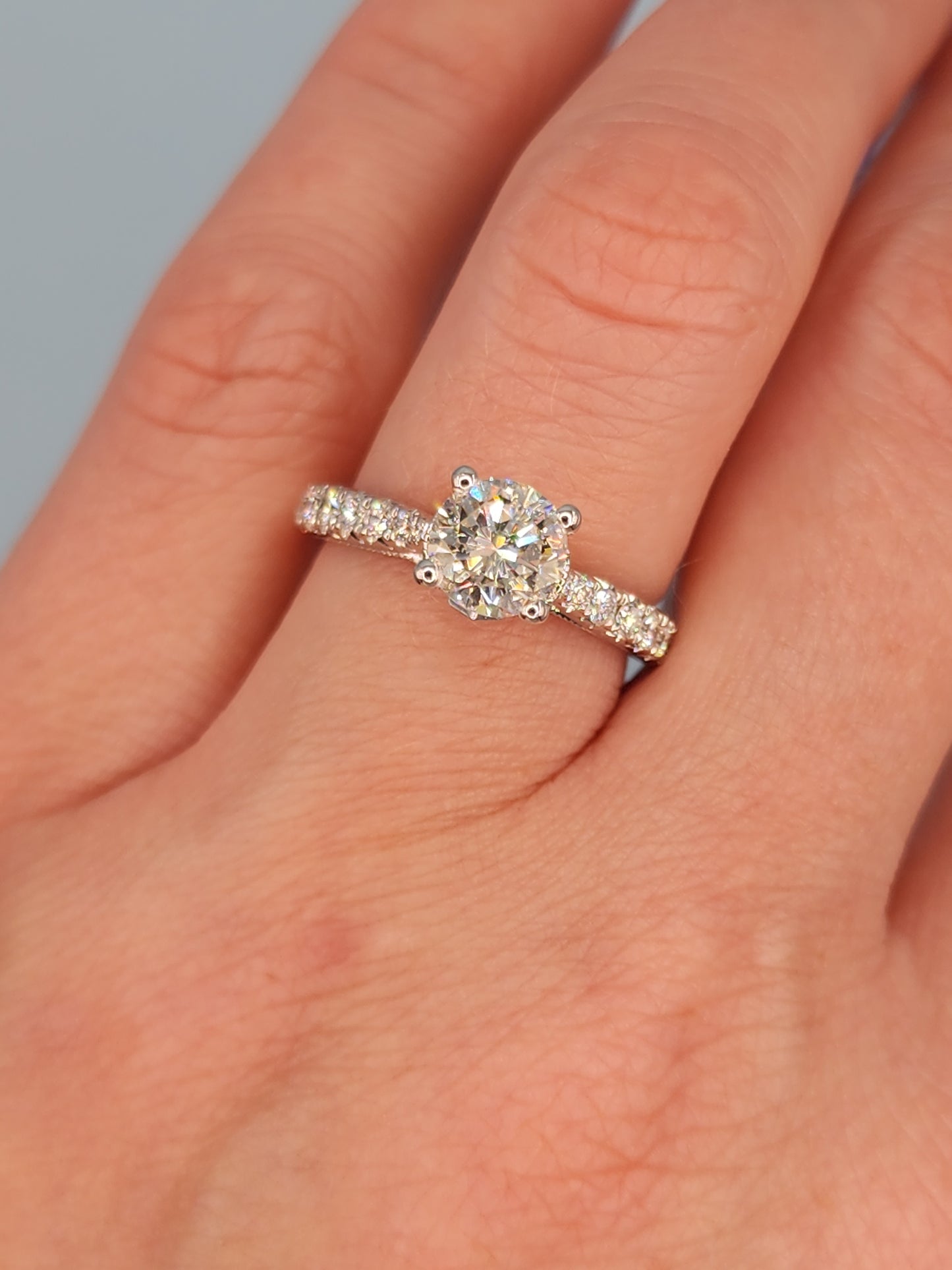 1.06 ct Round Natural Diamond in 14k White Gold Natalie K. Designer Setting Engagement Ring