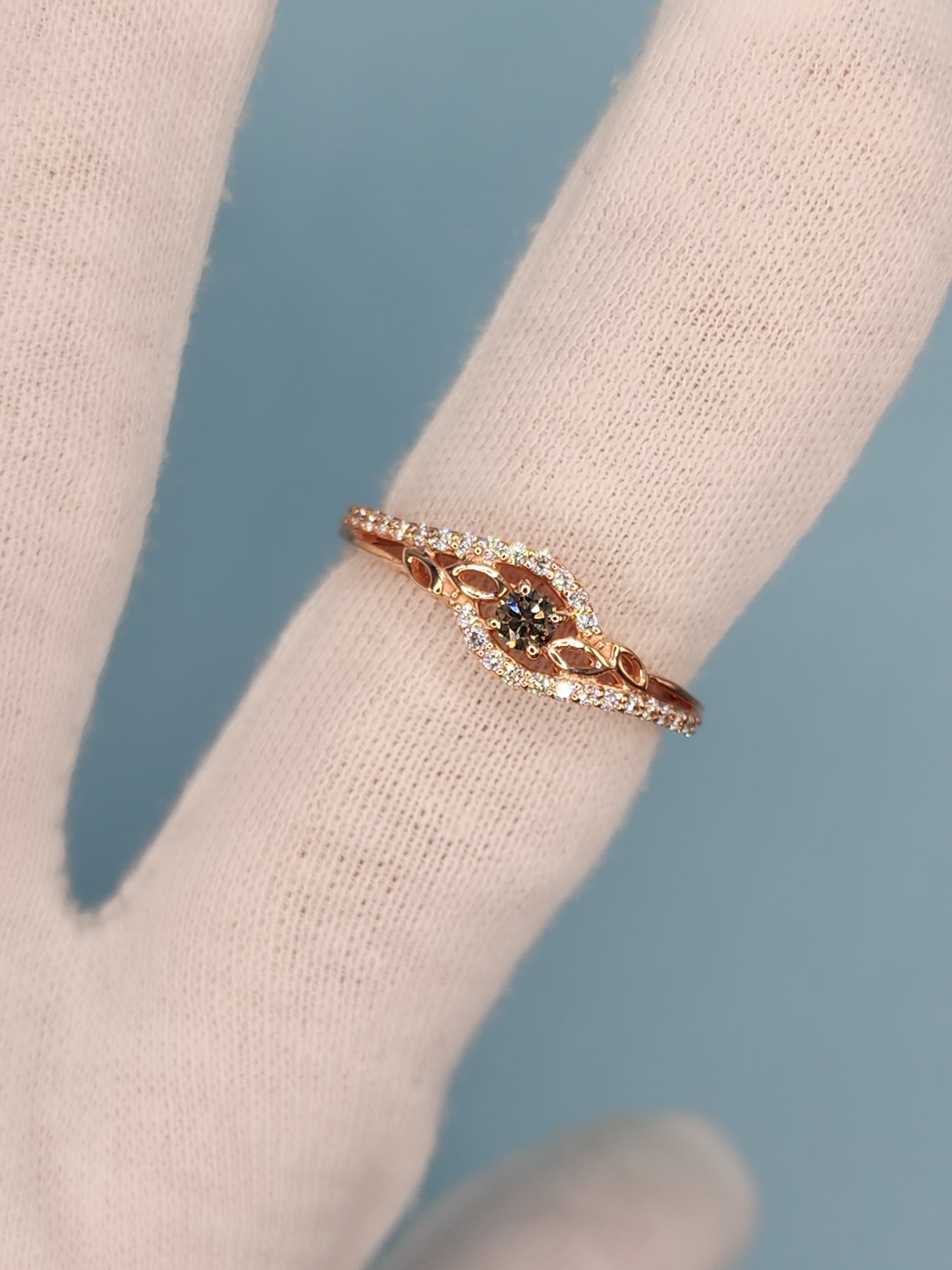 LeVian Small Chocolate and Vanilla Diamonds Ring in 14k Rose/Strawberry Gold