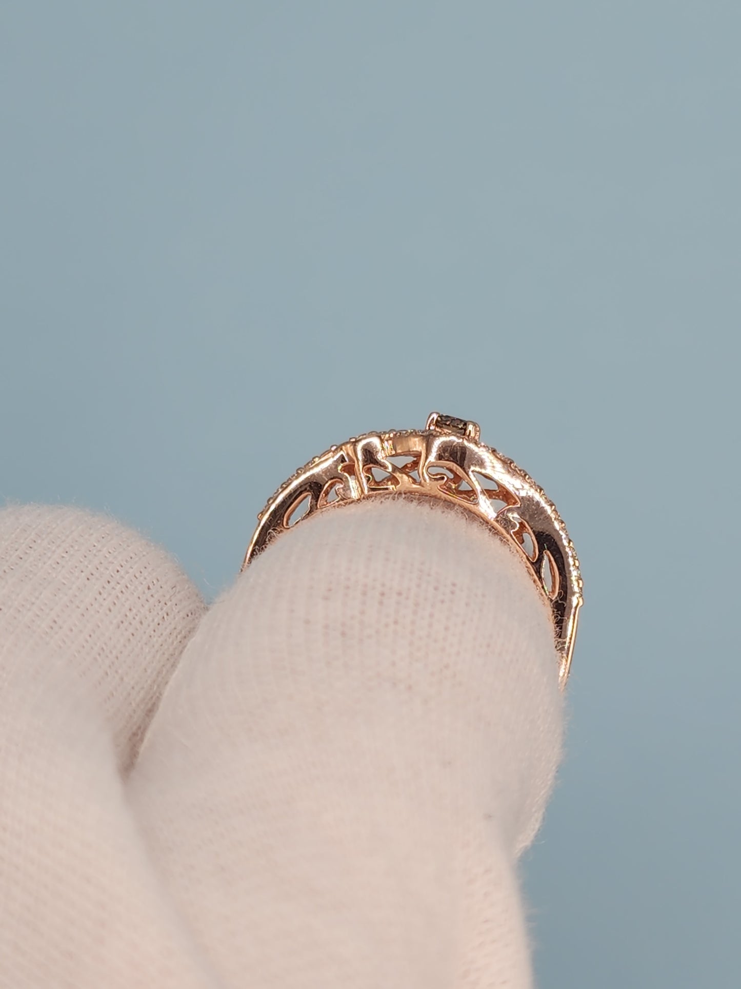 LeVian Small Chocolate and Vanilla Diamonds Ring in 14k Rose/Strawberry Gold