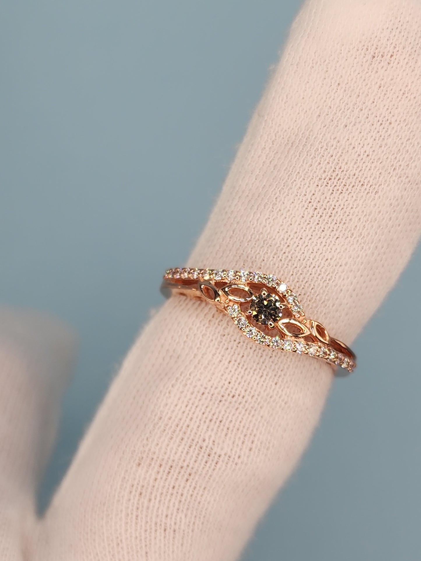 LeVian Small Chocolate and Vanilla Diamonds Ring in 14k Rose/Strawberry Gold