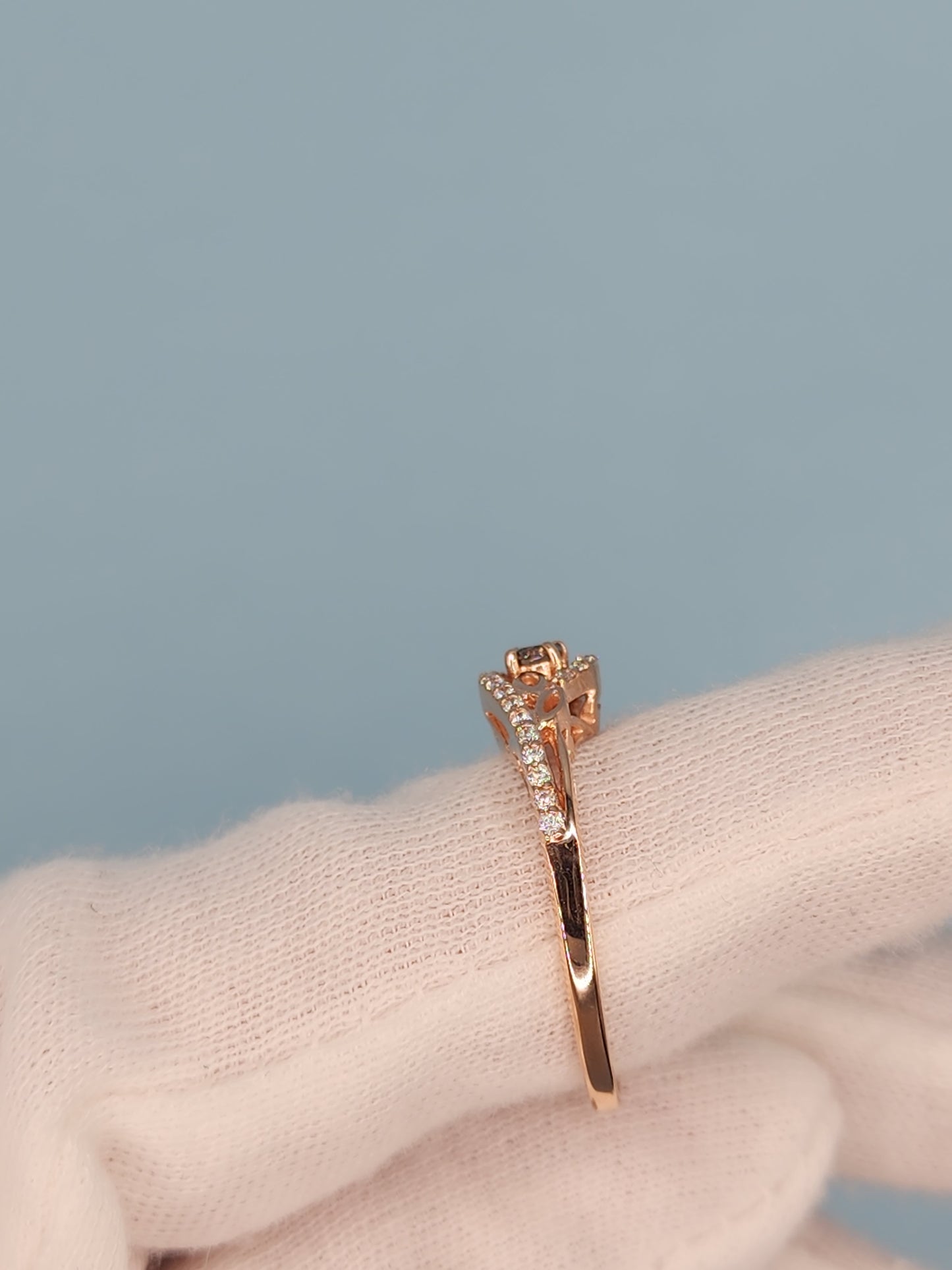 LeVian Small Chocolate and Vanilla Diamonds Ring in 14k Rose/Strawberry Gold