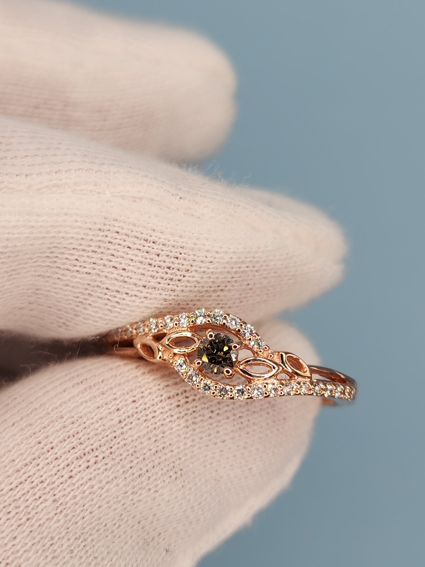 LeVian Small Chocolate and Vanilla Diamonds Ring in 14k Rose/Strawberry Gold