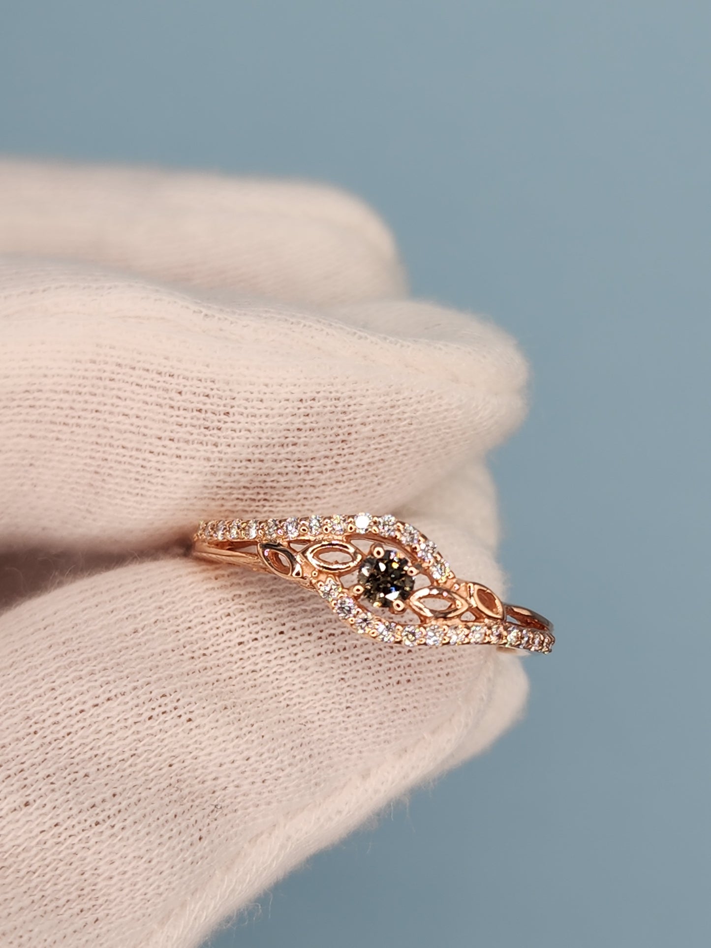 LeVian Small Chocolate and Vanilla Diamonds Ring in 14k Rose/Strawberry Gold