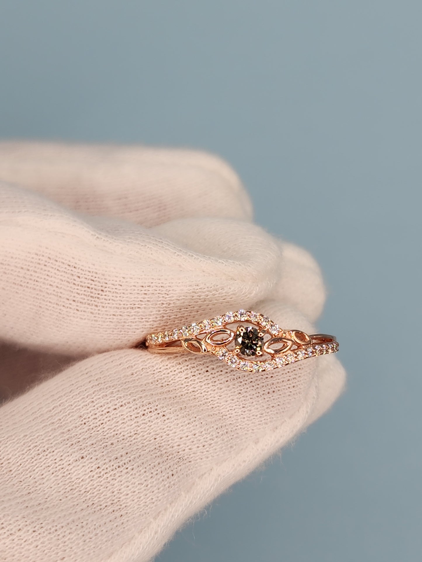 LeVian Small Chocolate and Vanilla Diamonds Ring in 14k Rose/Strawberry Gold
