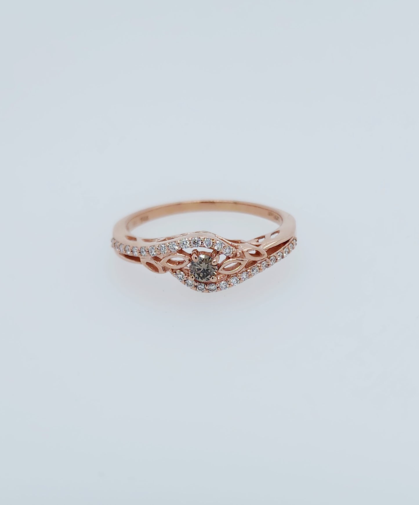 LeVian Small Chocolate and Vanilla Diamonds Ring in 14k Rose/Strawberry Gold