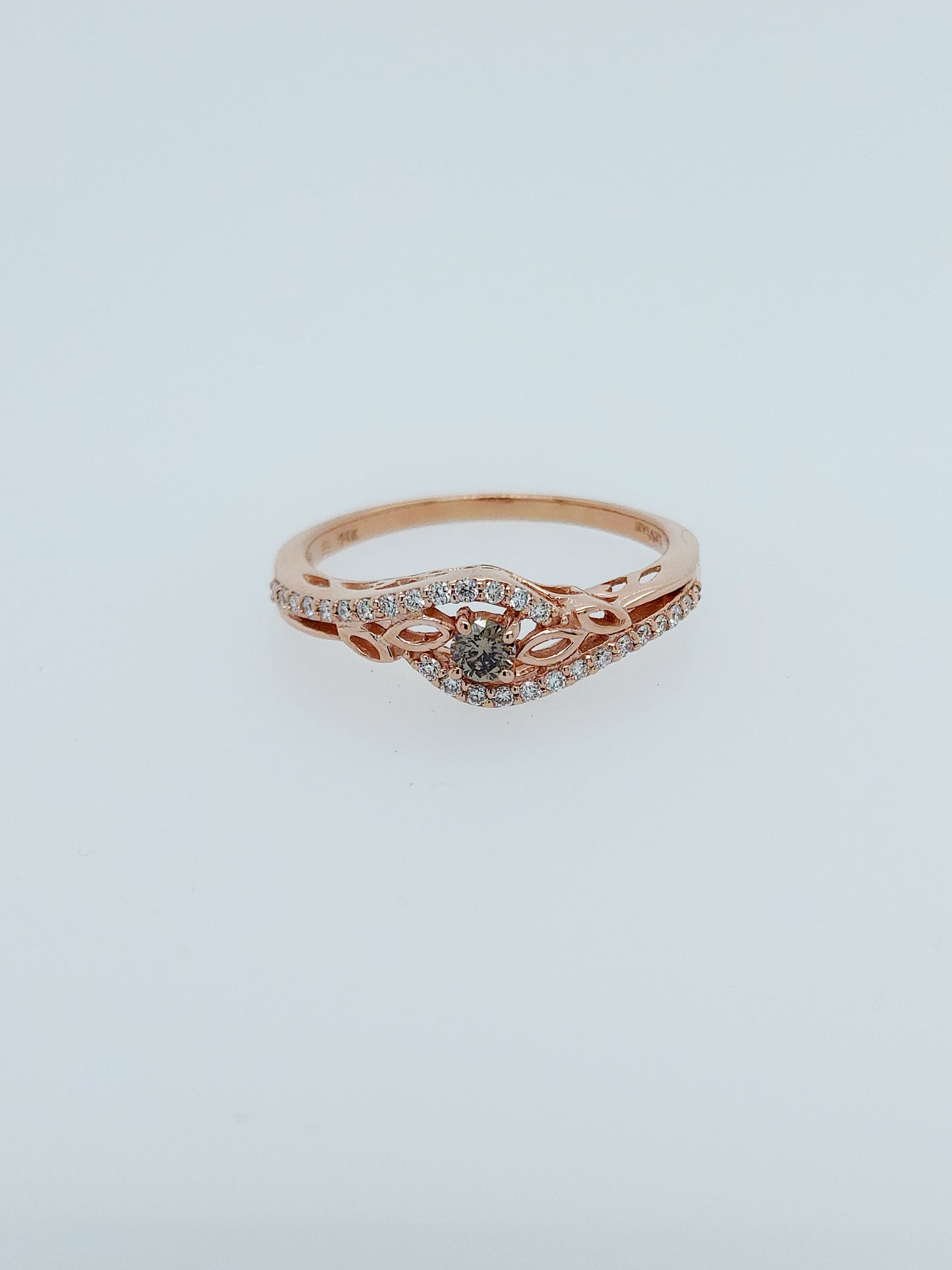 LeVian Small Chocolate and Vanilla Diamonds Ring in 14k Rose/Strawberry Gold