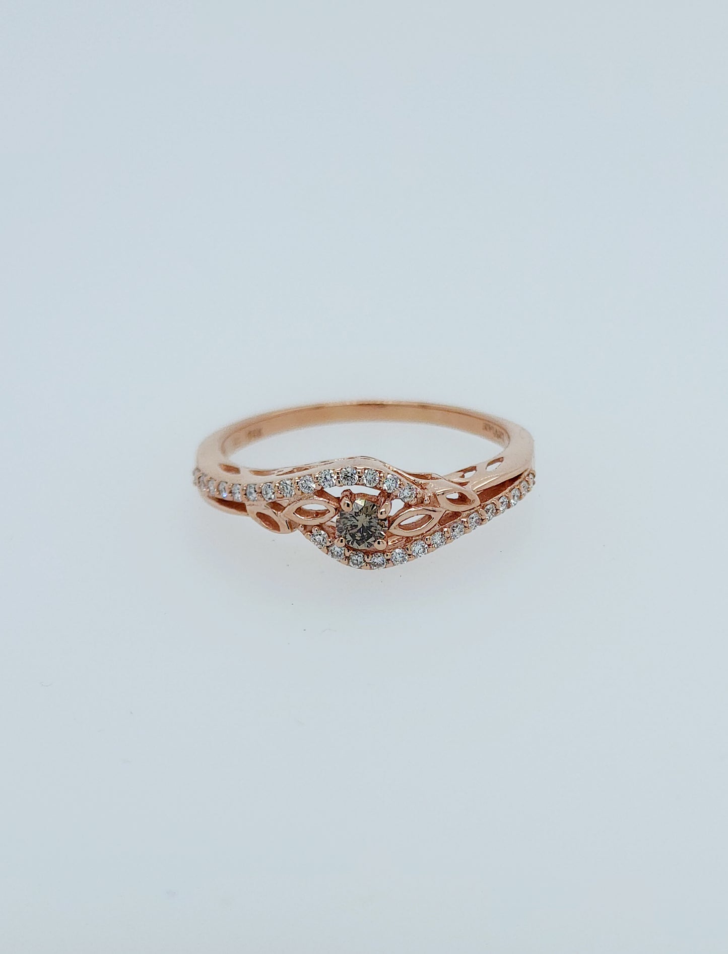 LeVian Small Chocolate and Vanilla Diamonds Ring in 14k Rose/Strawberry Gold