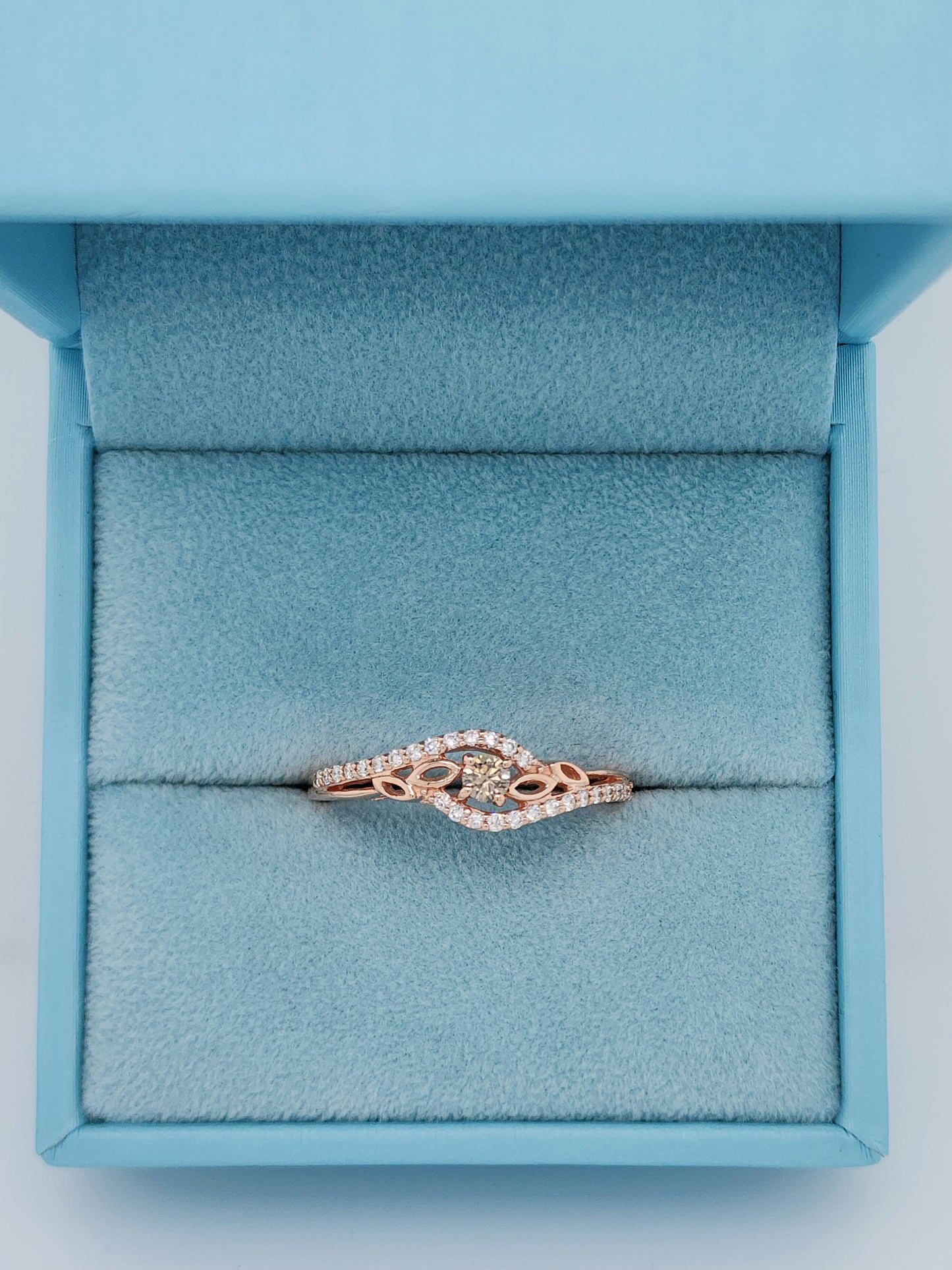 LeVian Small Chocolate and Vanilla Diamonds Ring in 14k Rose/Strawberry Gold