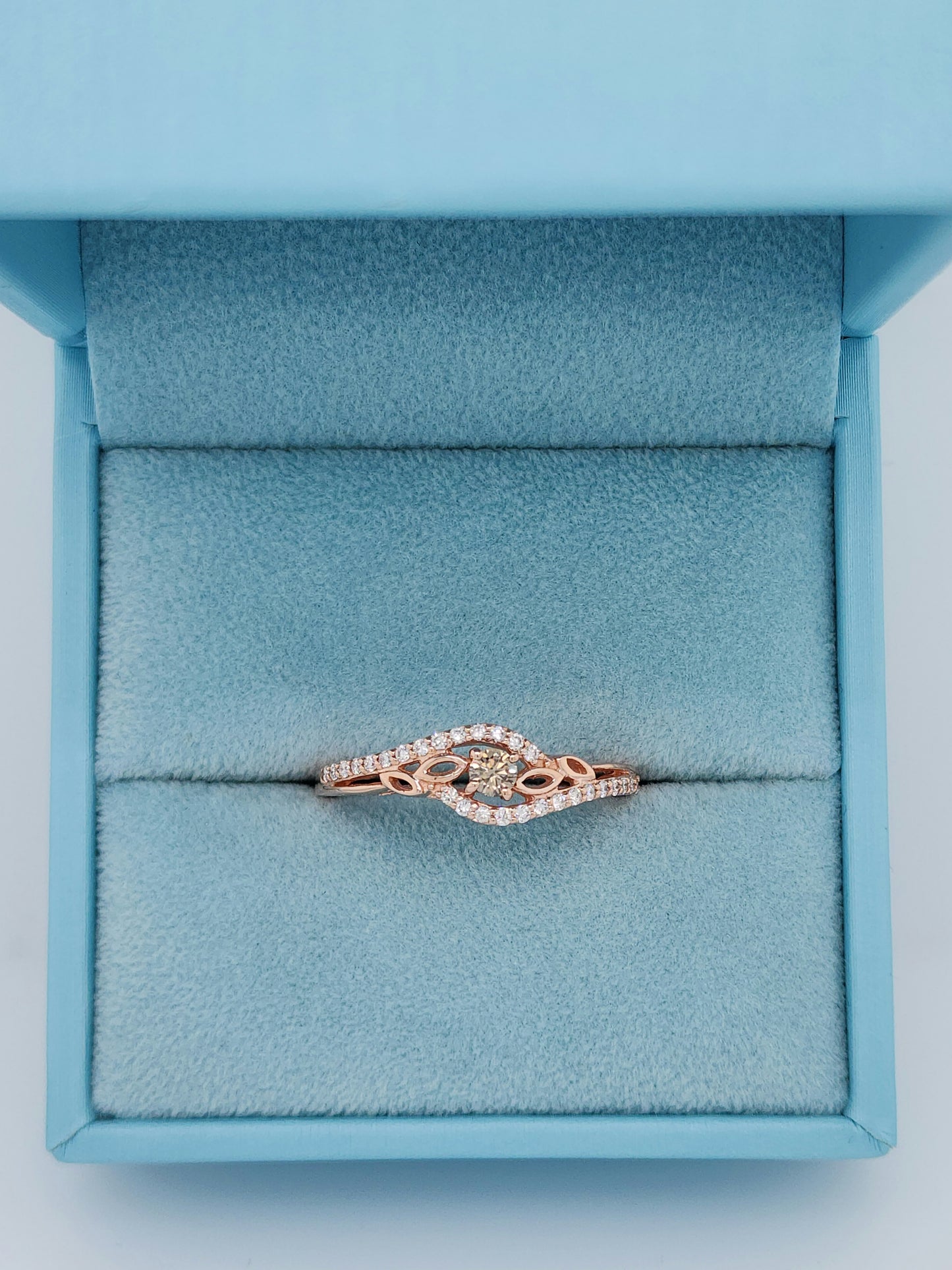 LeVian Small Chocolate and Vanilla Diamonds Ring in 14k Rose/Strawberry Gold