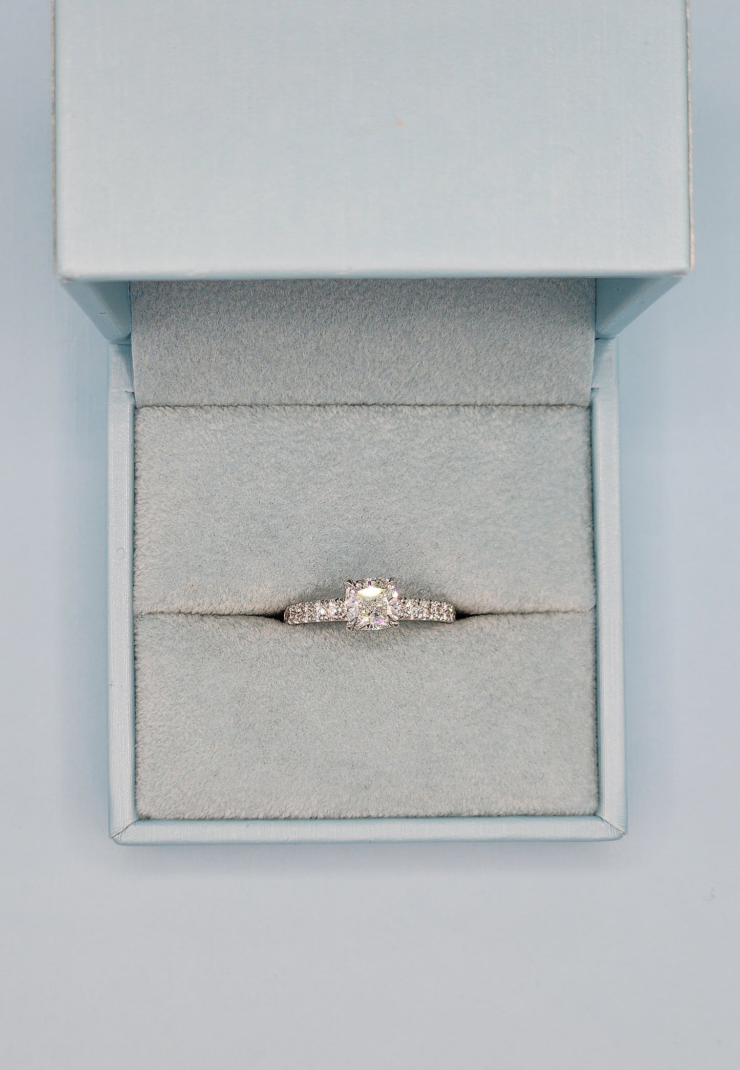 GIA 1.01 ct Cushion Cut Natural Diamond Engagement Ring in 14k White Gold