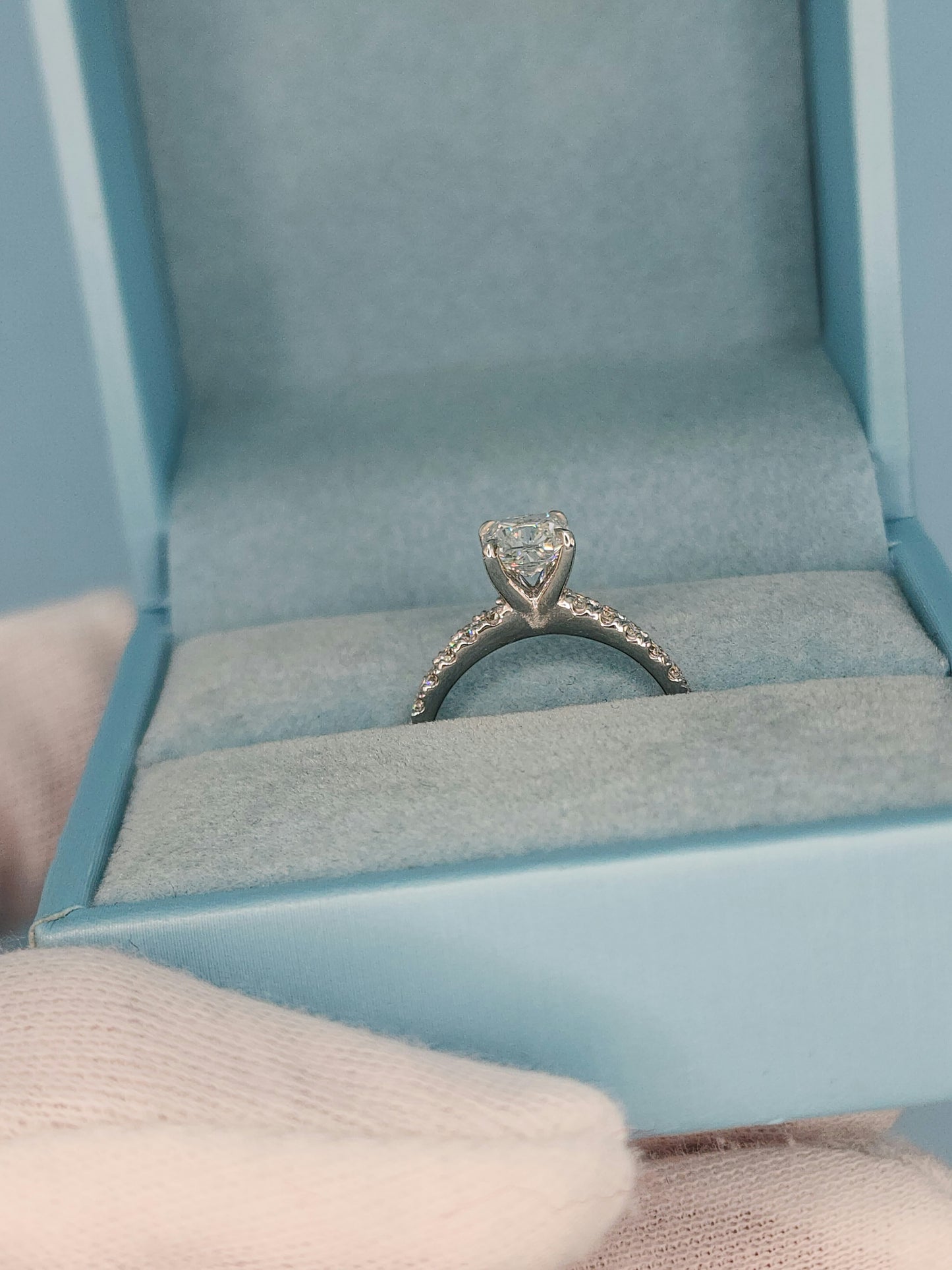 GIA 1.01 ct Cushion Cut Natural Diamond Engagement Ring in 14k White Gold