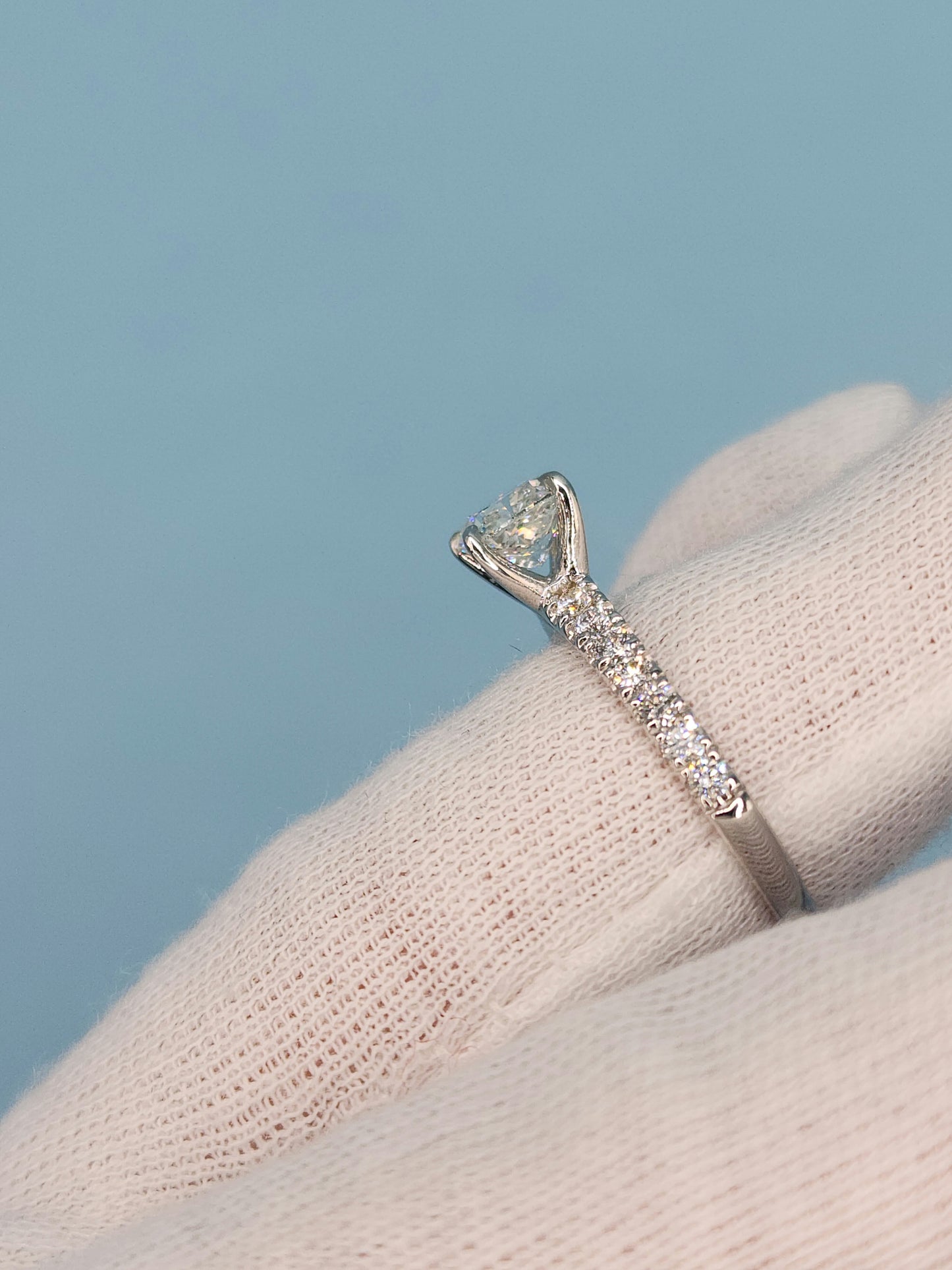 GIA 1.01 ct Cushion Cut Natural Diamond Engagement Ring in 14k White Gold