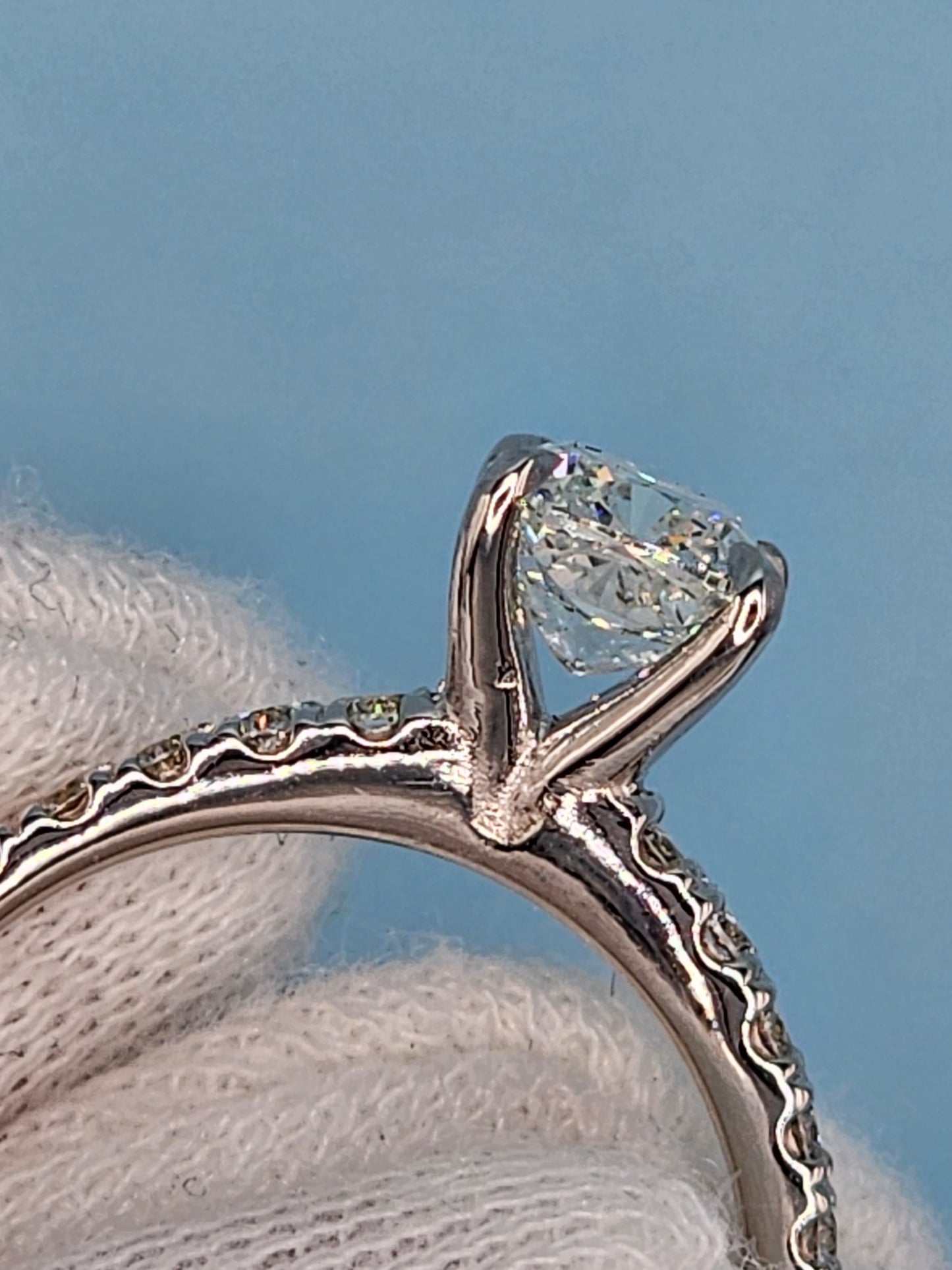 GIA 1.01 ct Cushion Cut Natural Diamond Engagement Ring in 14k White Gold