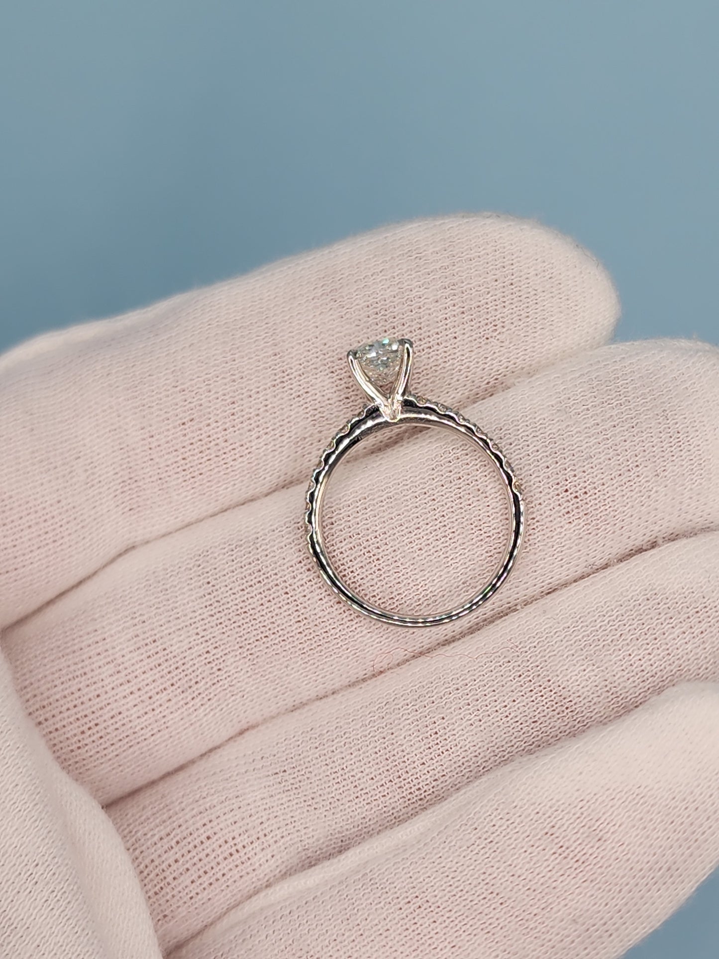 GIA 1.01 ct Cushion Cut Natural Diamond Engagement Ring in 14k White Gold