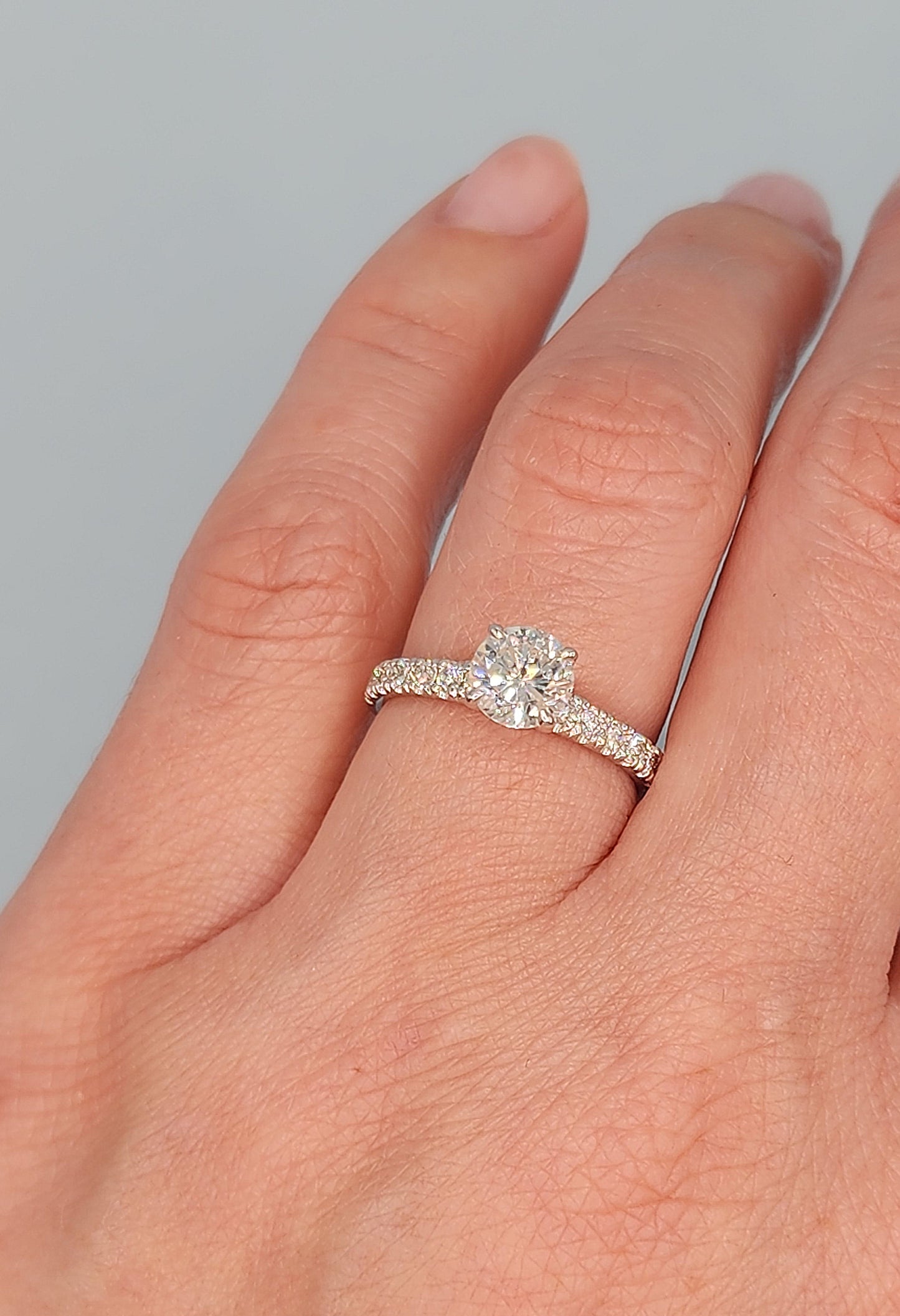 0.90 ct Natural Diamond French Pavé Ring in 14k White Gold
