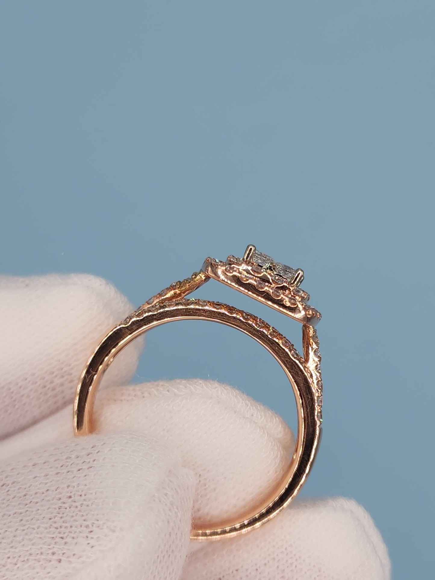 Ladies Double Halo Diamond Cluster Engagement/Anniversary Ring in 14k Rose Gold