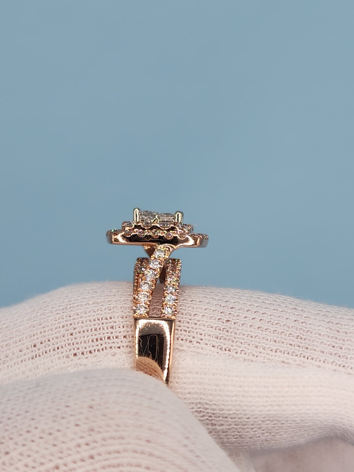 Ladies Double Halo Diamond Cluster Engagement/Anniversary Ring in 14k Rose Gold