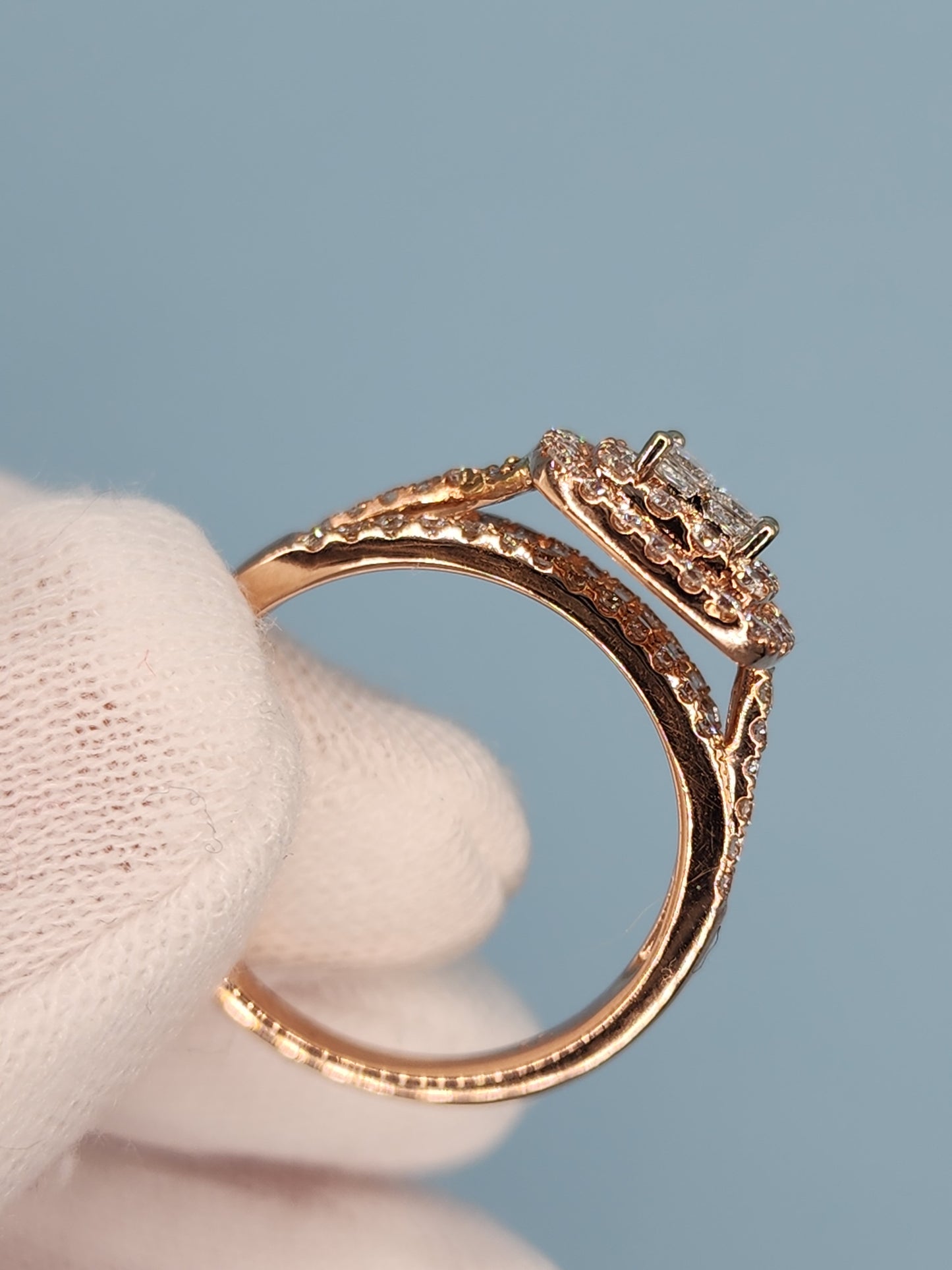 Ladies Double Halo Diamond Cluster Engagement/Anniversary Ring in 14k Rose Gold