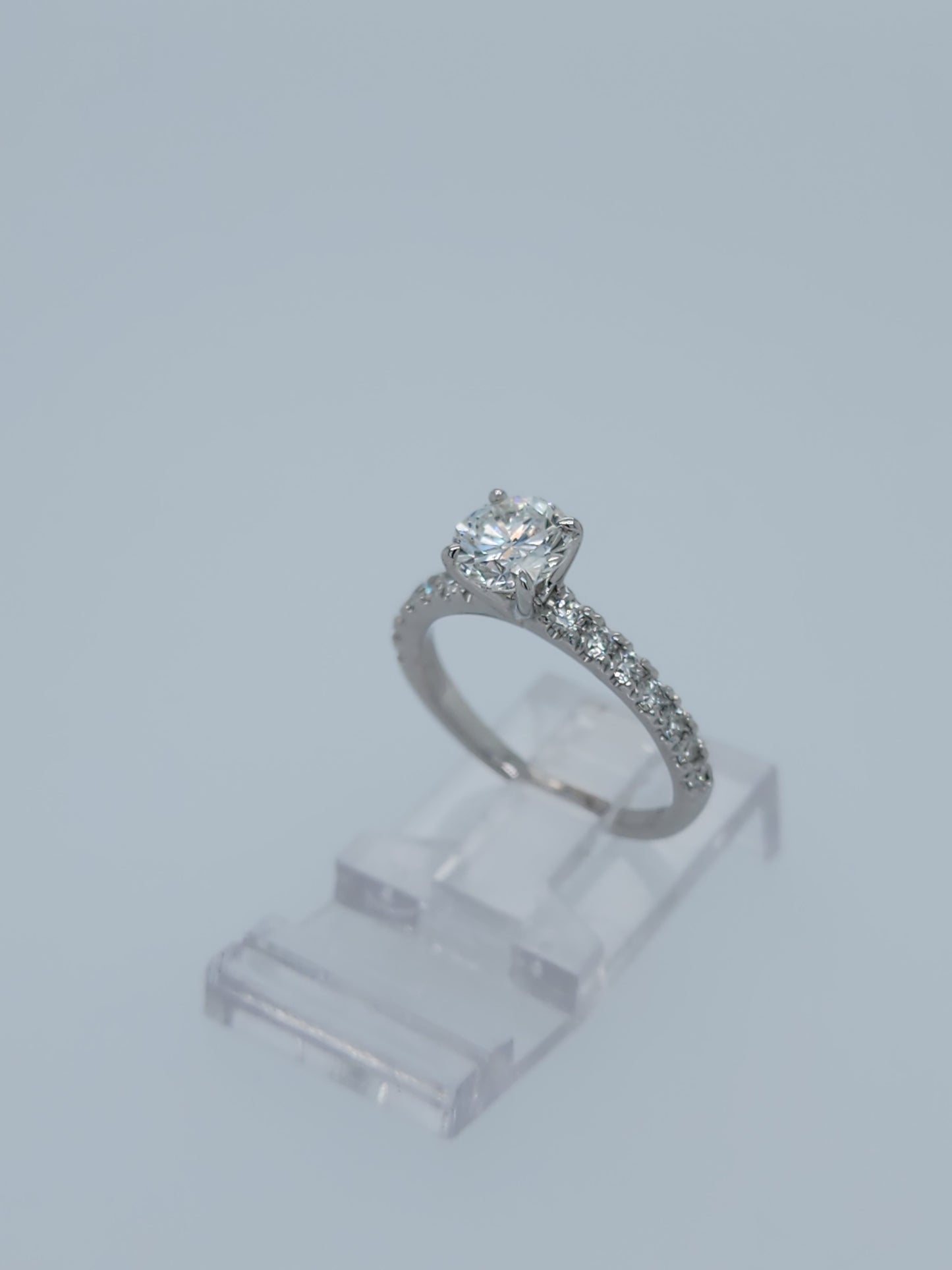 0.90 ct Natural Diamond French Pavé Ring in 14k White Gold