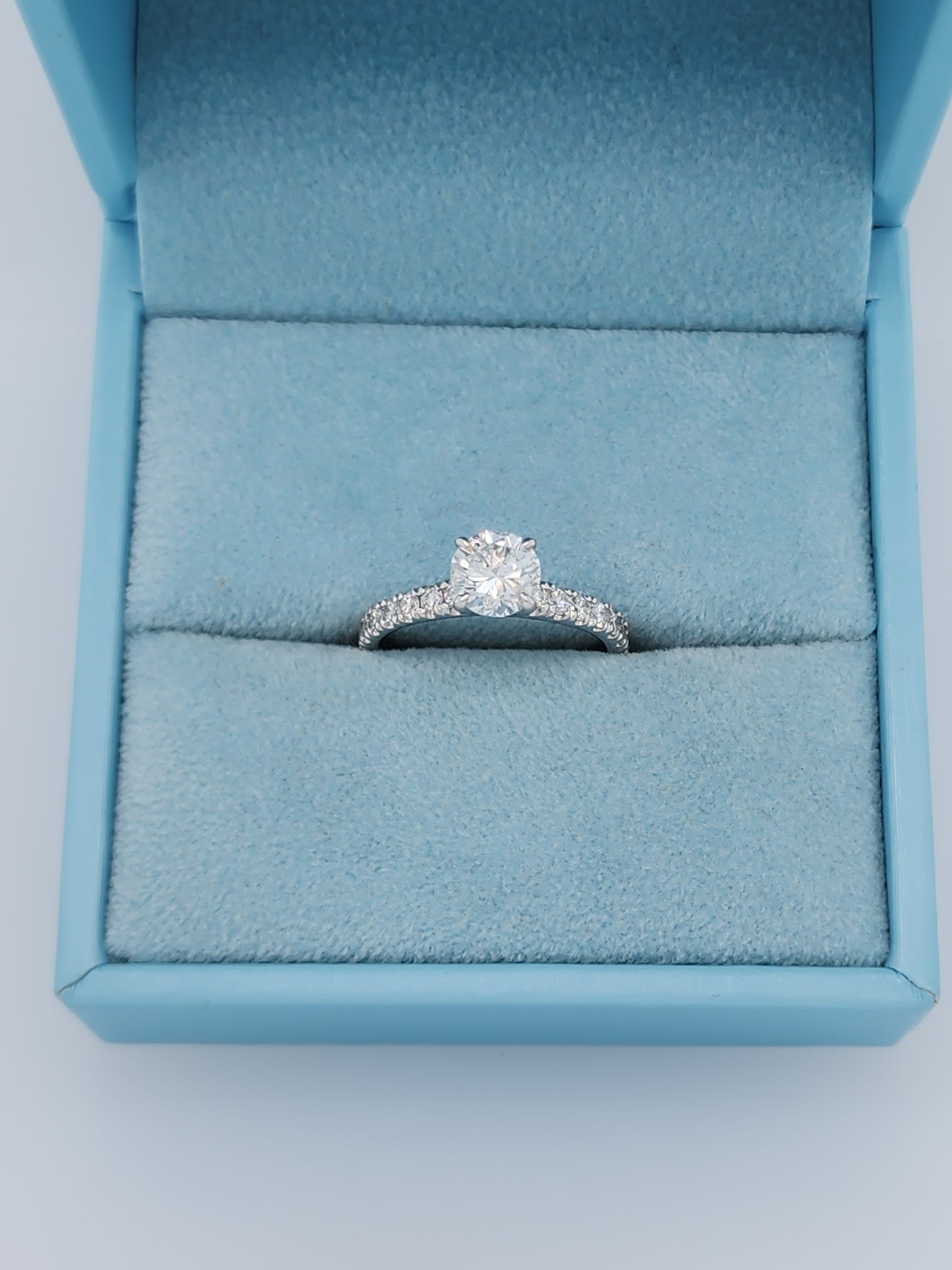 0.90 ct Natural Diamond French Pavé Ring in 14k White Gold