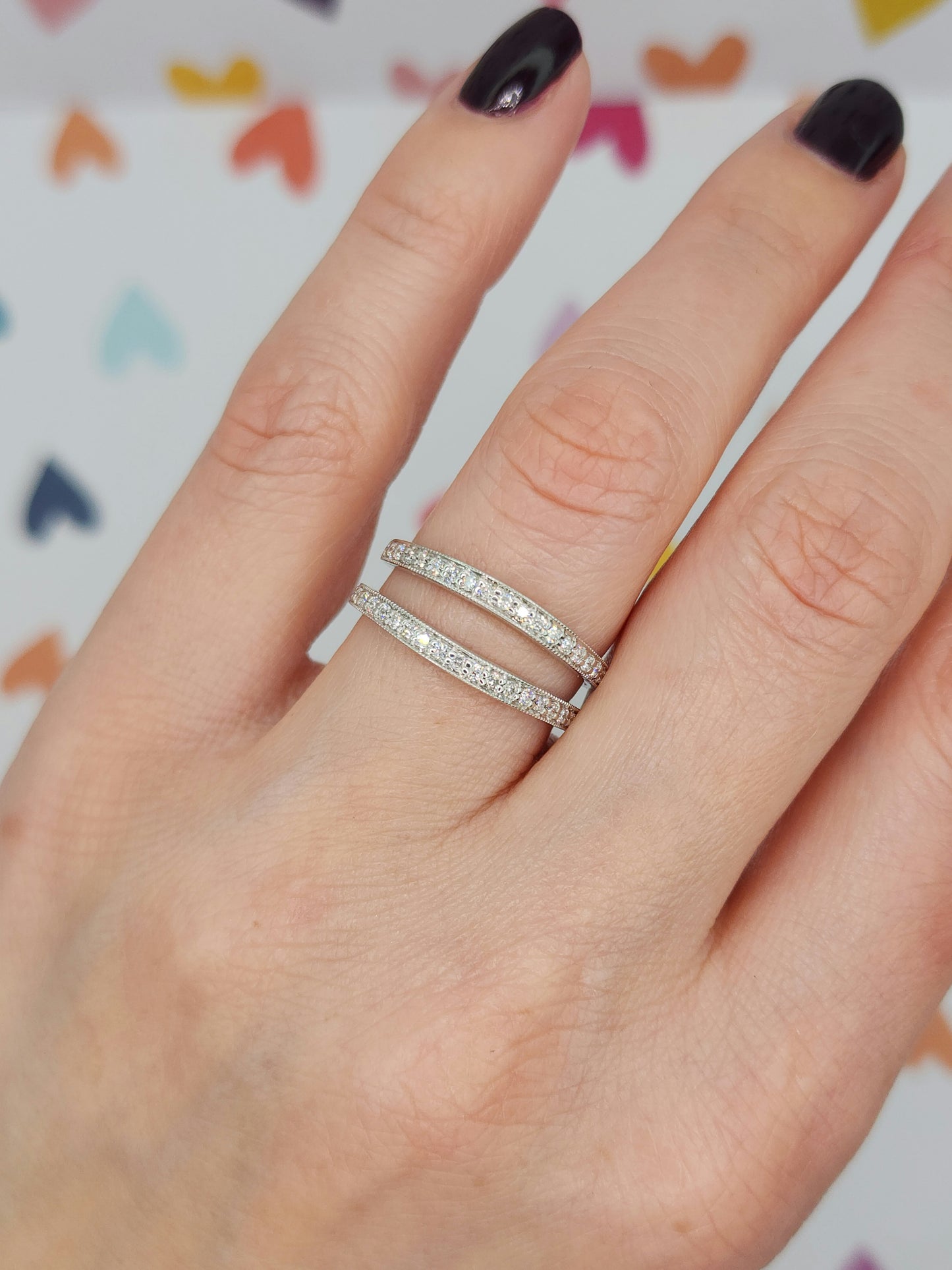 Curved 0.40 ct Natural Diamond Ring Enhancer with Milgrain Design in 14k White Gold