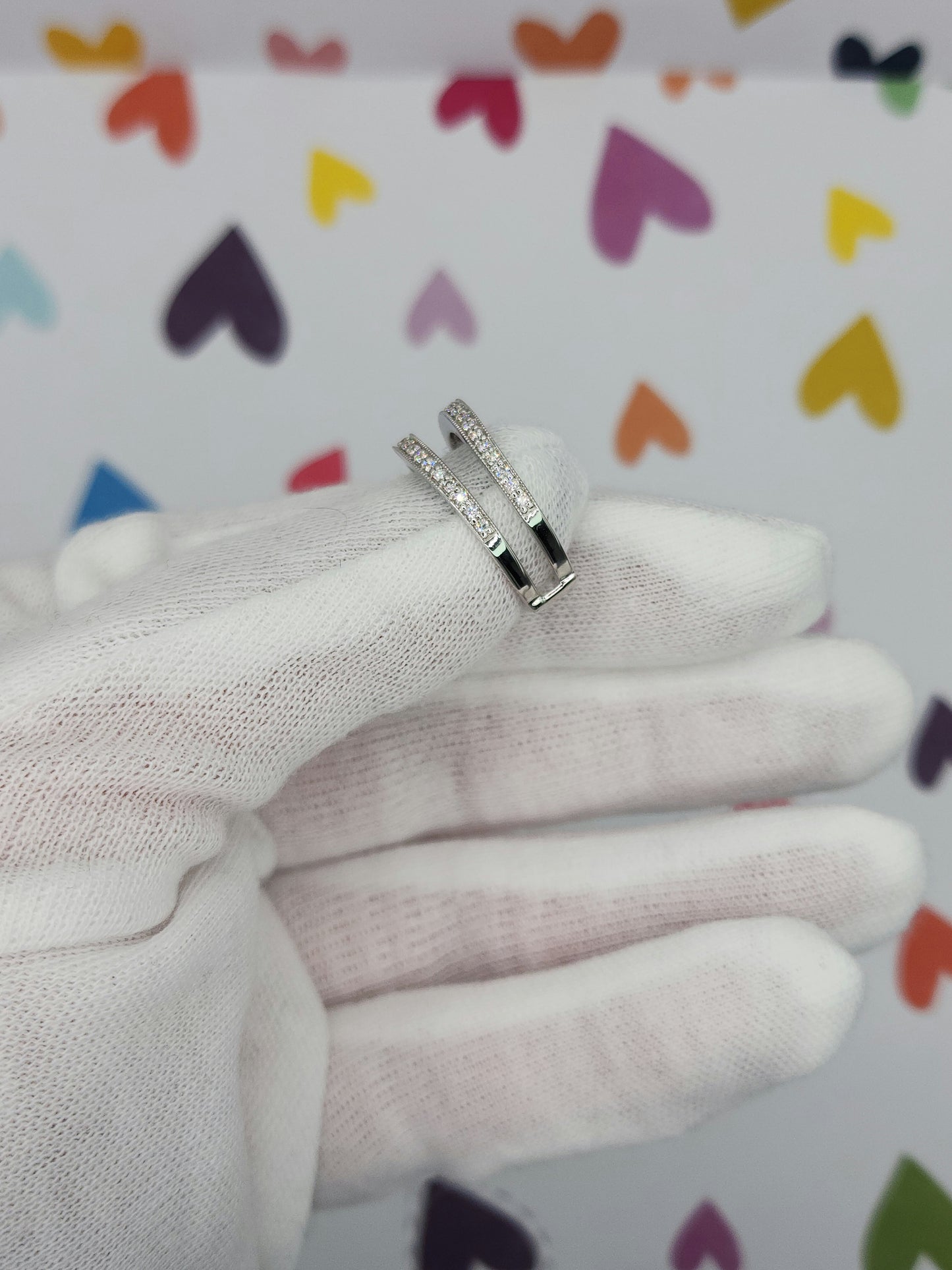 Curved 0.40 ct Natural Diamond Ring Enhancer with Milgrain Design in 14k White Gold