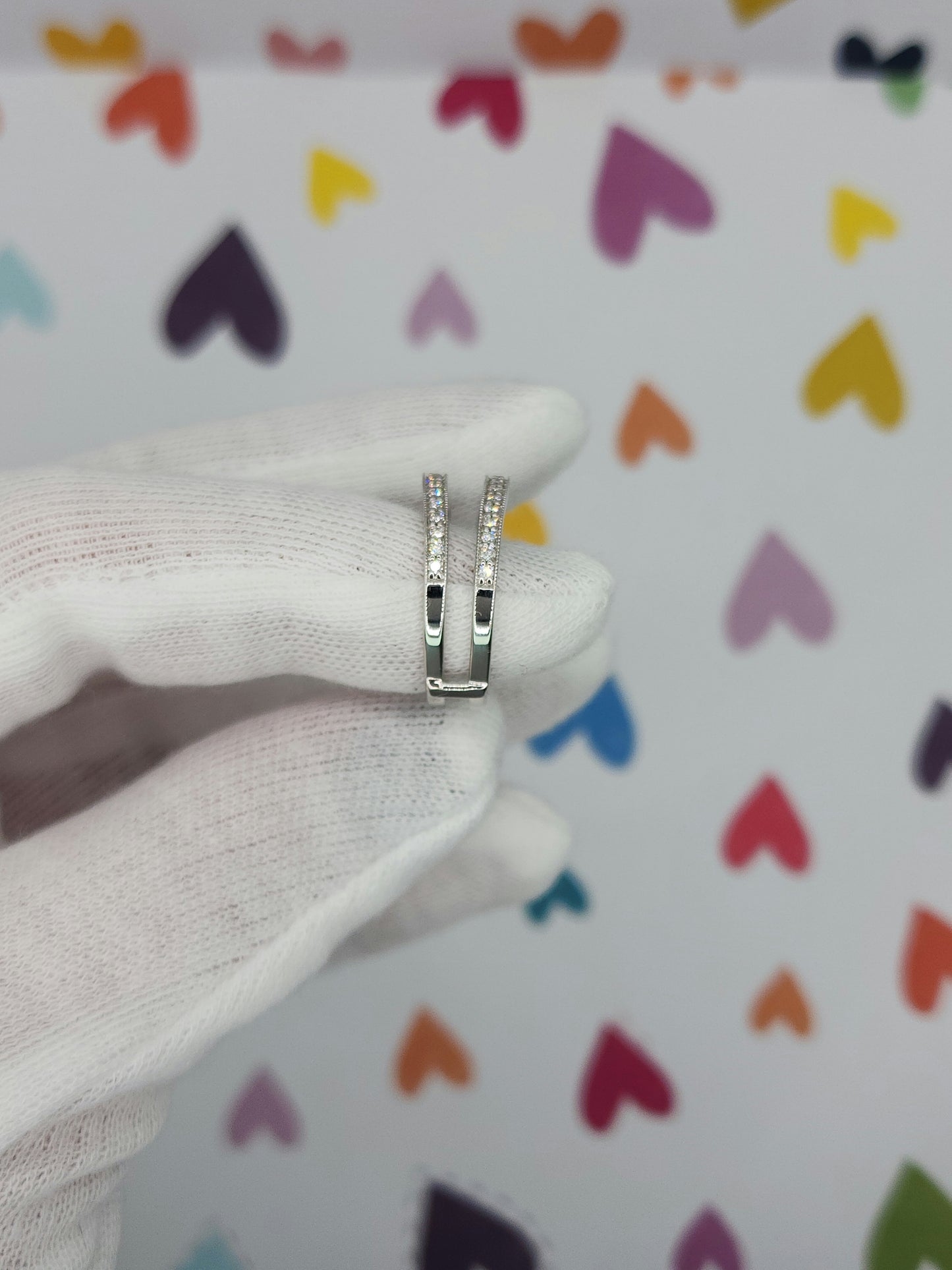 Curved 0.40 ct Natural Diamond Ring Enhancer with Milgrain Design in 14k White Gold