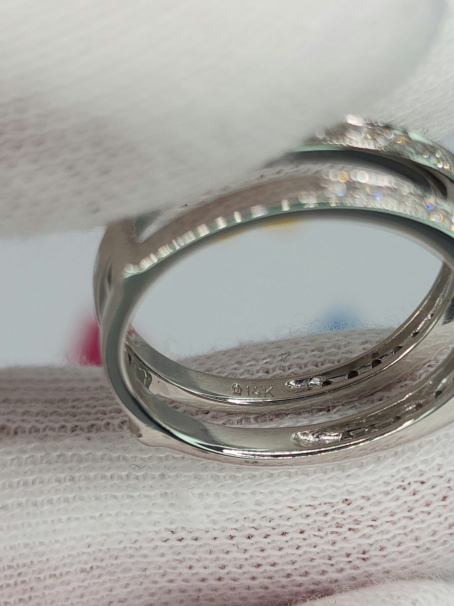 Curved 0.40 ct Natural Diamond Ring Enhancer with Milgrain Design in 14k White Gold