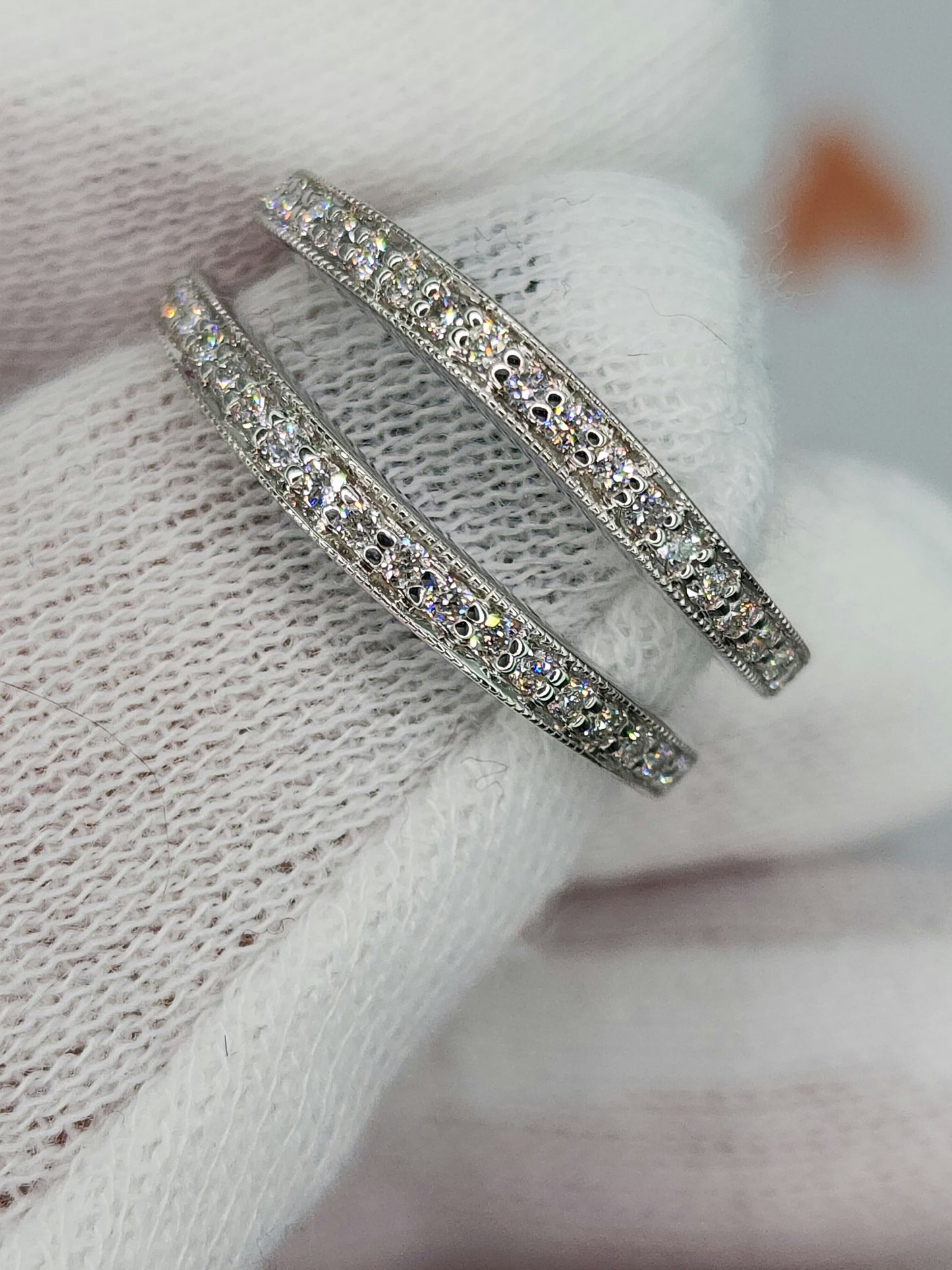 Curved 0.40 ct Natural Diamond Ring Enhancer with Milgrain Design in 14k White Gold