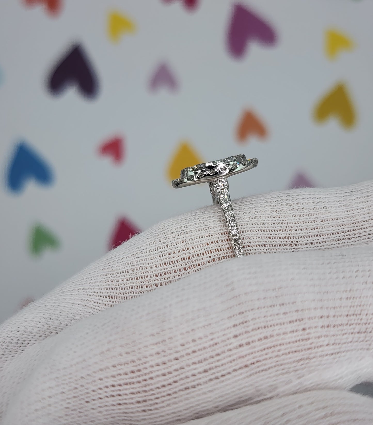 1 ct Round Diamond Oval Shape Cluster Ring in 14k White Gold
