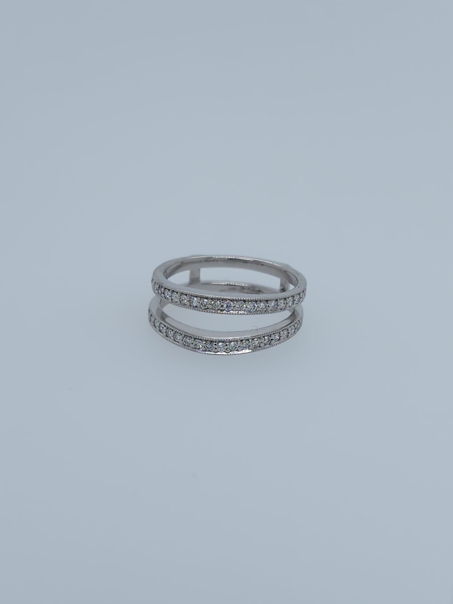 Curved 0.40 ct Natural Diamond Ring Enhancer with Milgrain Design in 14k White Gold