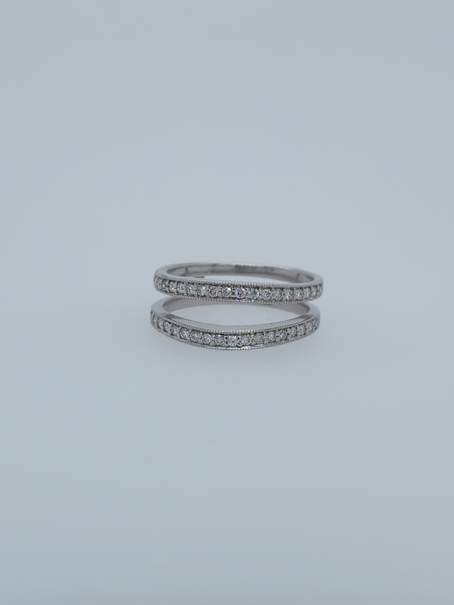 Curved 0.40 ct Natural Diamond Ring Enhancer with Milgrain Design in 14k White Gold