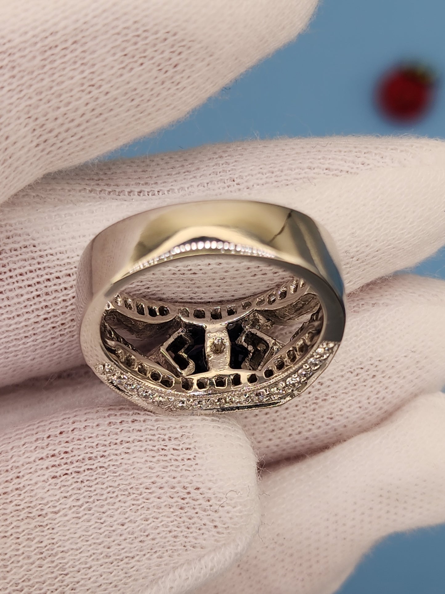 GIA 1.80 ct Oval Sapphire Ladies Diamond Cocktail Statement Ring in 14k White Gold