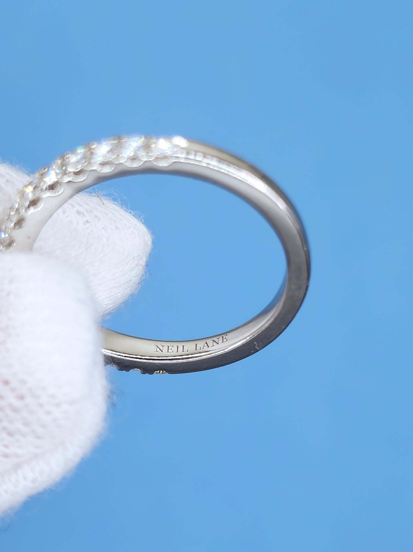 Neil Lane 1.02 ct Cushion Cut Diamond Halo Engagement Ring and Matching Wedding Band Set in 14k White Gold