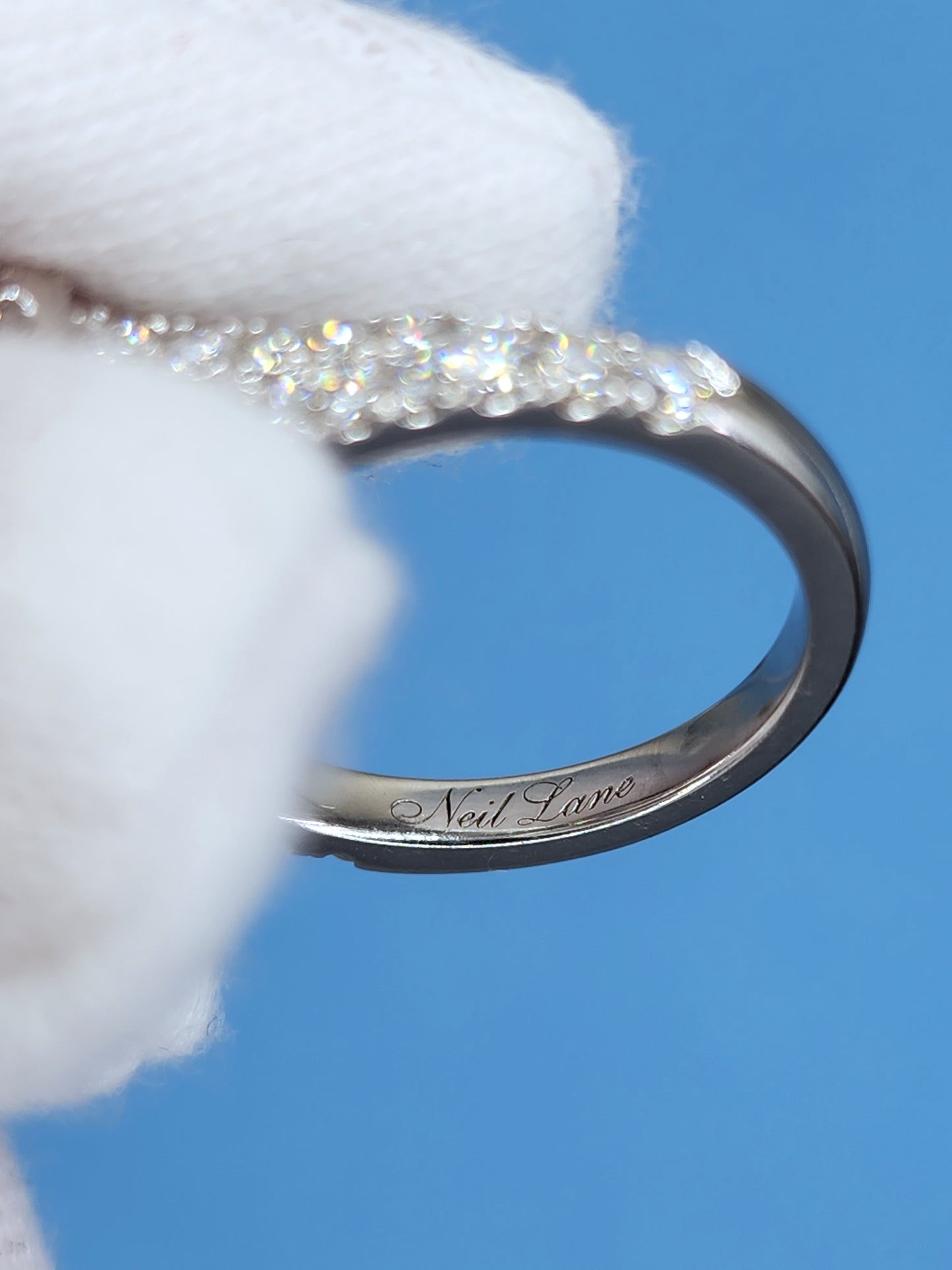 Neil Lane 1.02 ct Cushion Cut Diamond Halo Engagement Ring and Matching Wedding Band Set in 14k White Gold