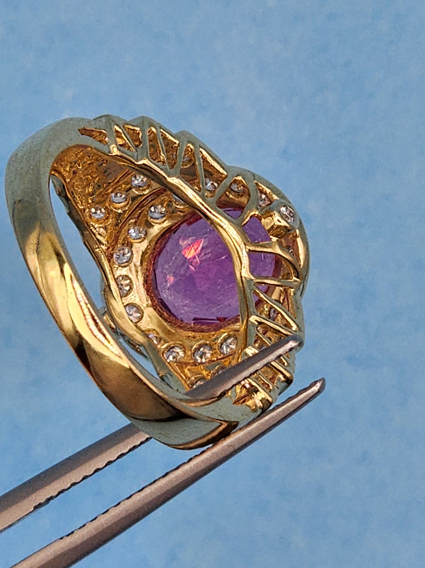 Natural 2.46 ct Oval Pink Tourmaline and Diamond Ring in 14k Yellow Gold