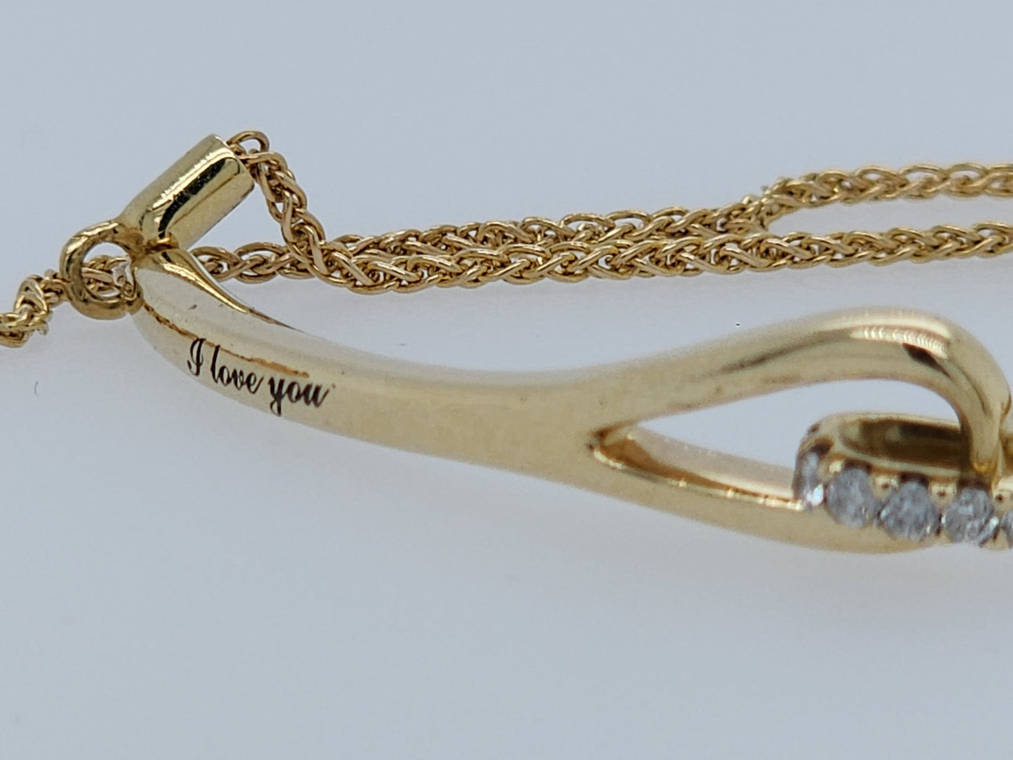 Rare 10k Yellow Gold Love + Be Loved Loop Bolo Bracelet with 1/4 Carat t.w. Diamonds and "I Love You" Engraving, Adjustable to 9.5 Inches