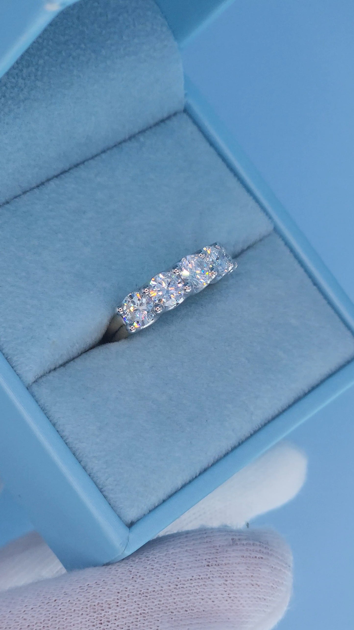 14k Two-Tone Gold Five Stone Natural Diamond Band Ring | 2.30 Carat TW Genuine Diamonds, White & Yellow Gold, Shared Prongs Setting, Size 6.5