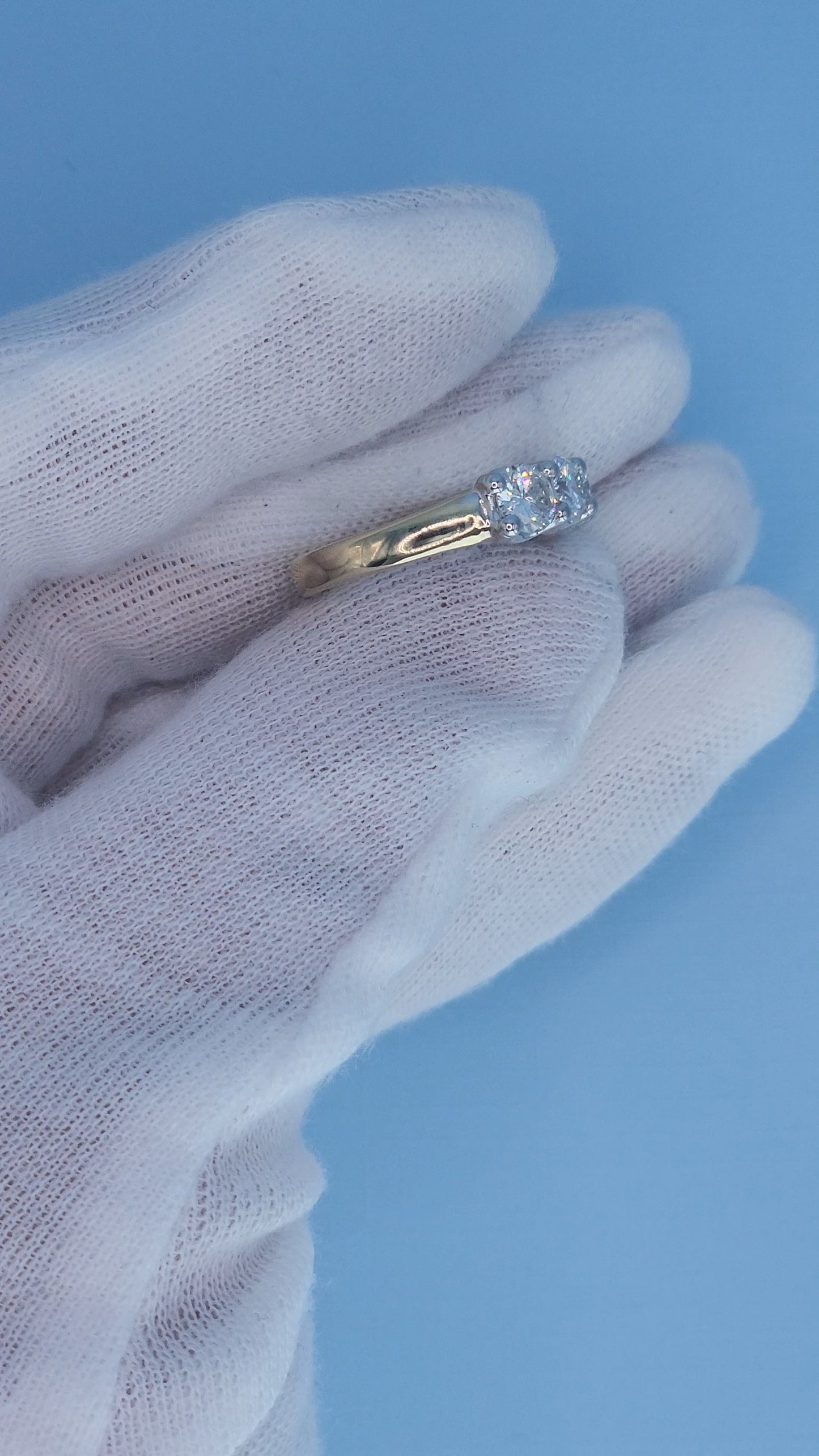 14k Two-Tone Gold Five Stone Natural Diamond Band Ring | 2.30 Carat TW Genuine Diamonds, White & Yellow Gold, Shared Prongs Setting, Size 6.5