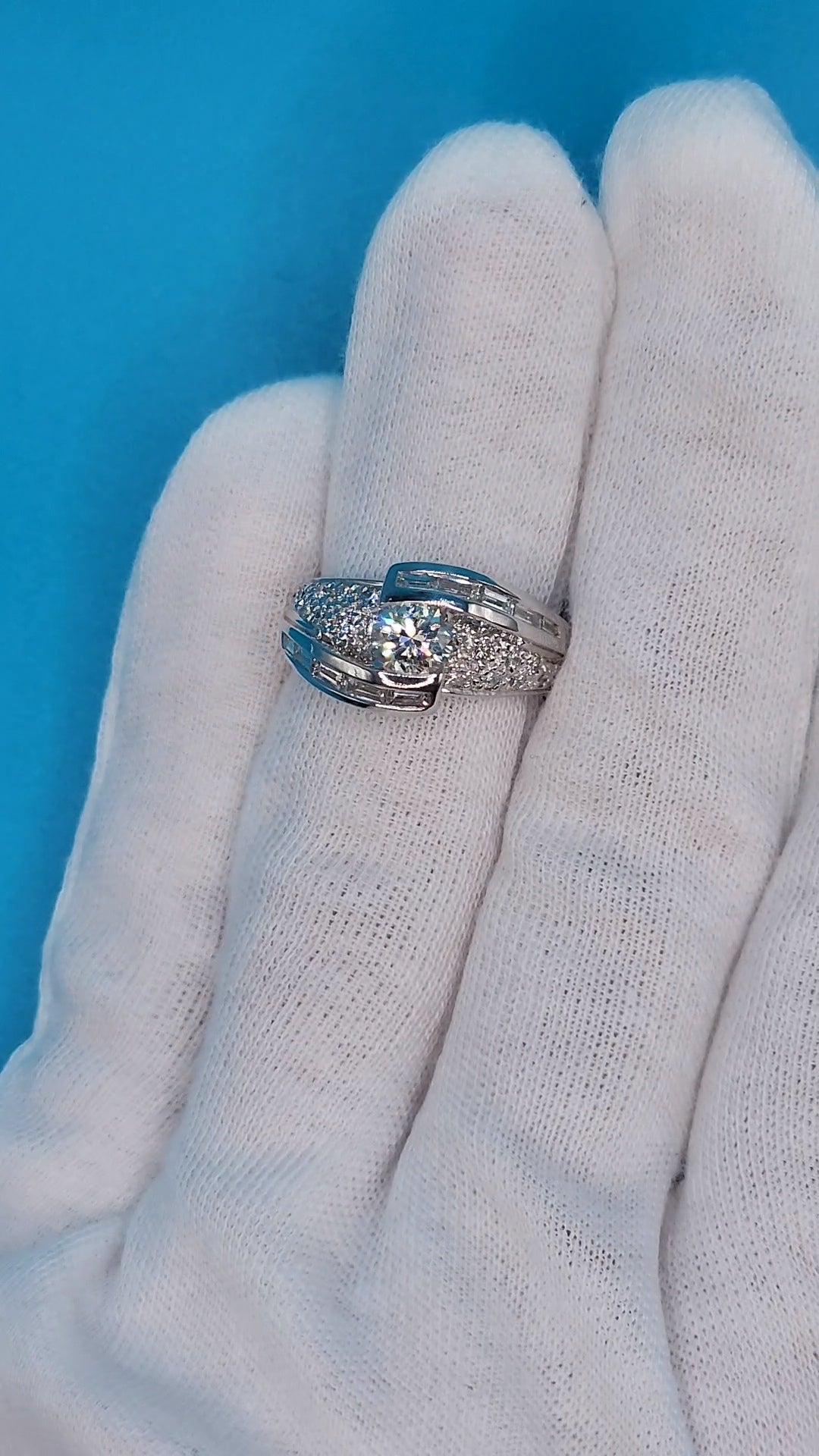 Bypass Design Ladies Diamond Ring in 14k White Gold