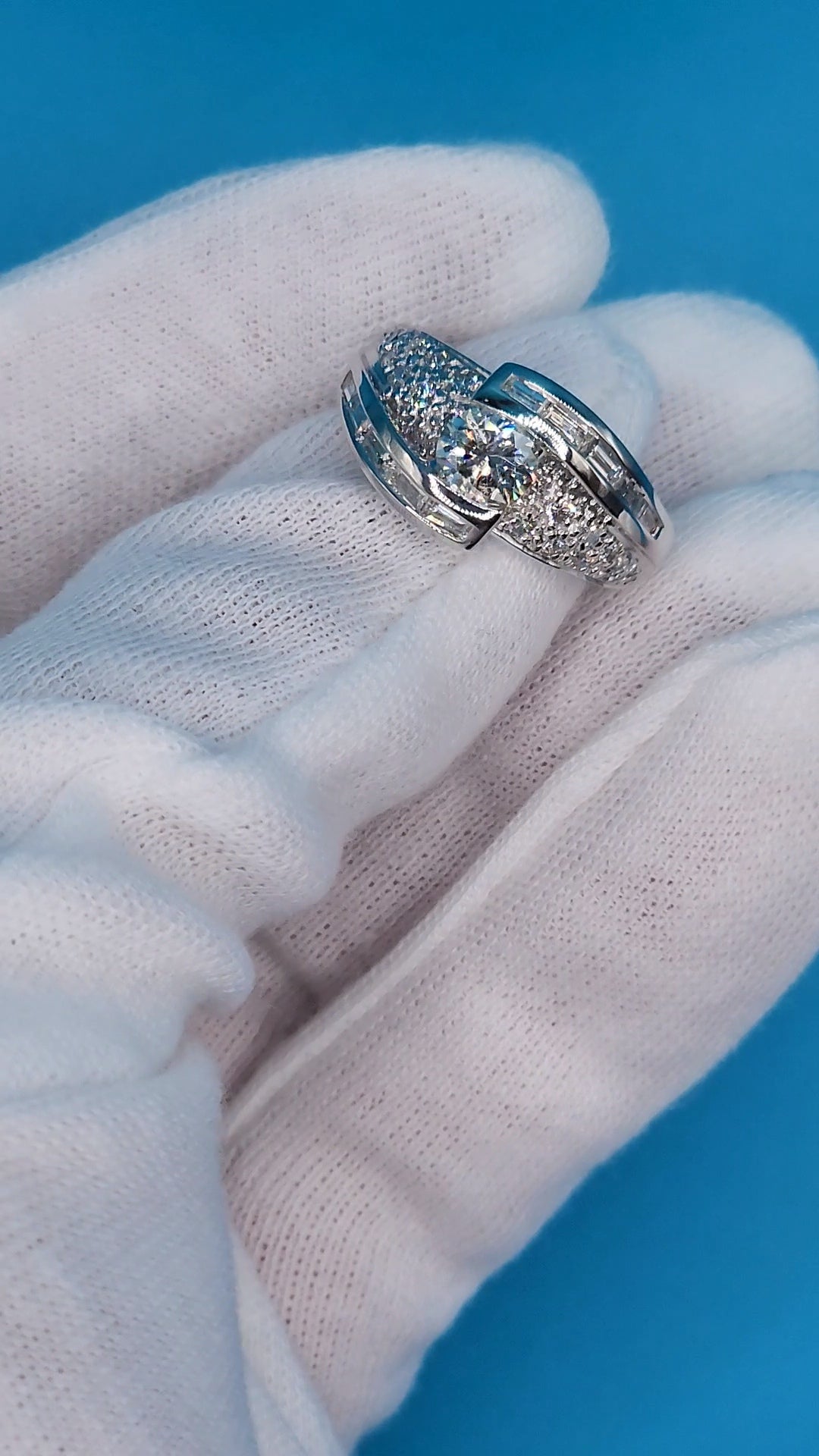 Bypass Design Ladies Diamond Ring in 14k White Gold