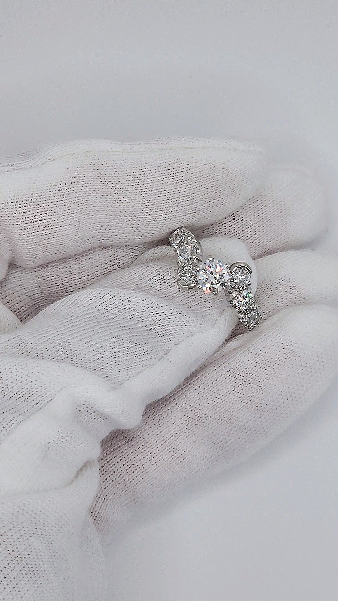 Bypass Design Ring with Natural Diamonds in Platinum