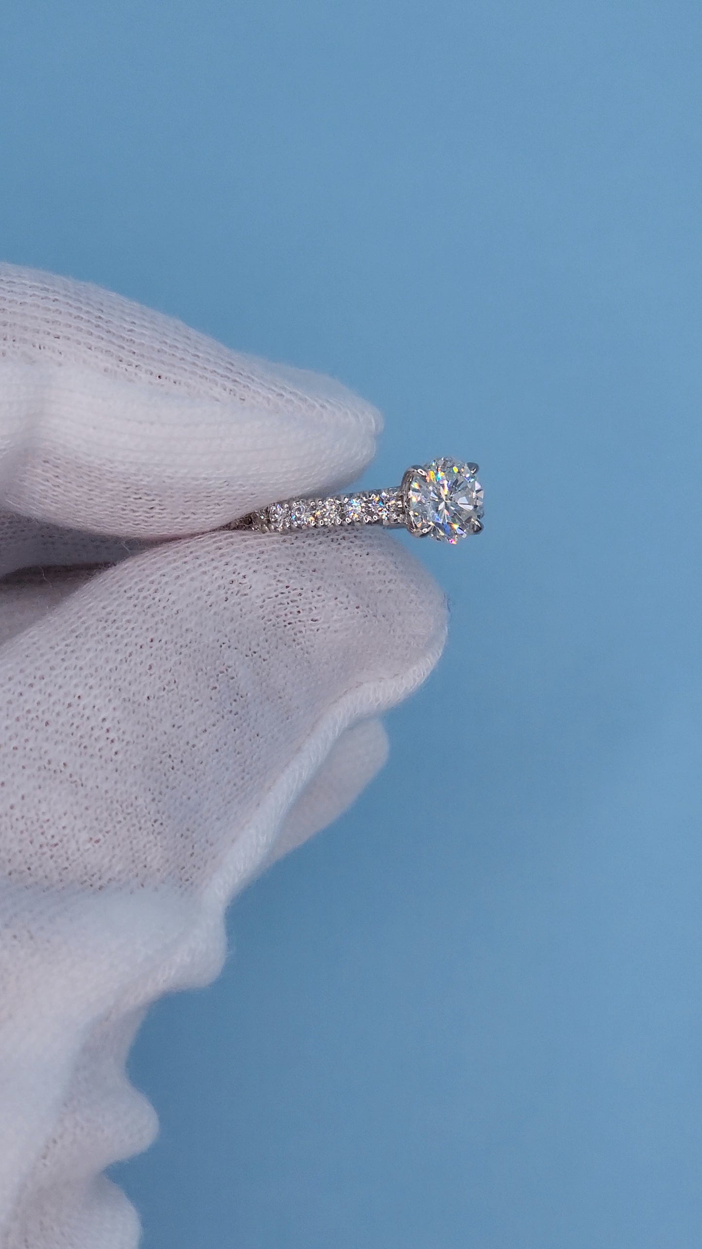 0.90 ct Natural Diamond French Pavé Ring in 14k White Gold