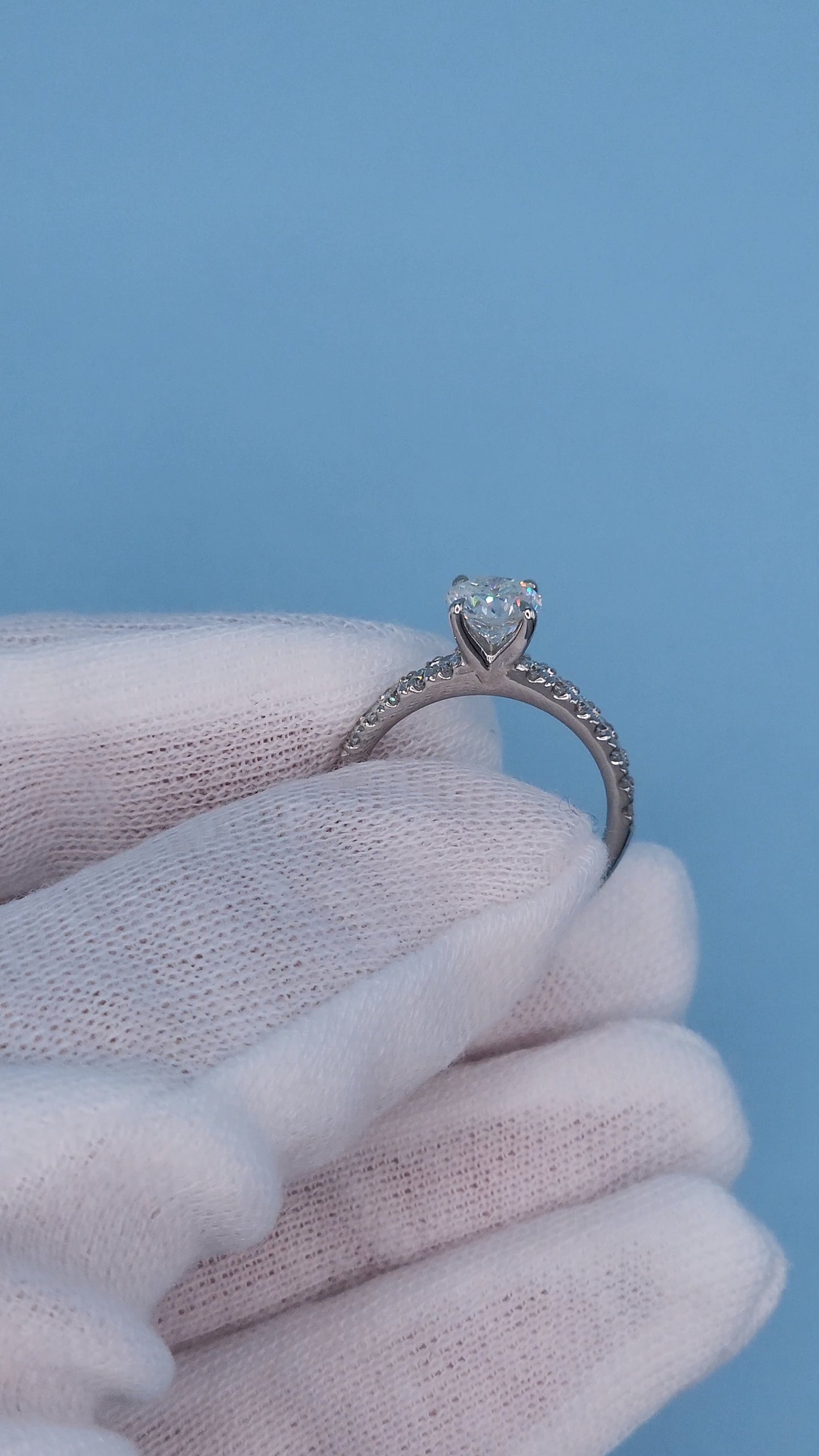 0.90 ct Natural Diamond French Pavé Ring in 14k White Gold