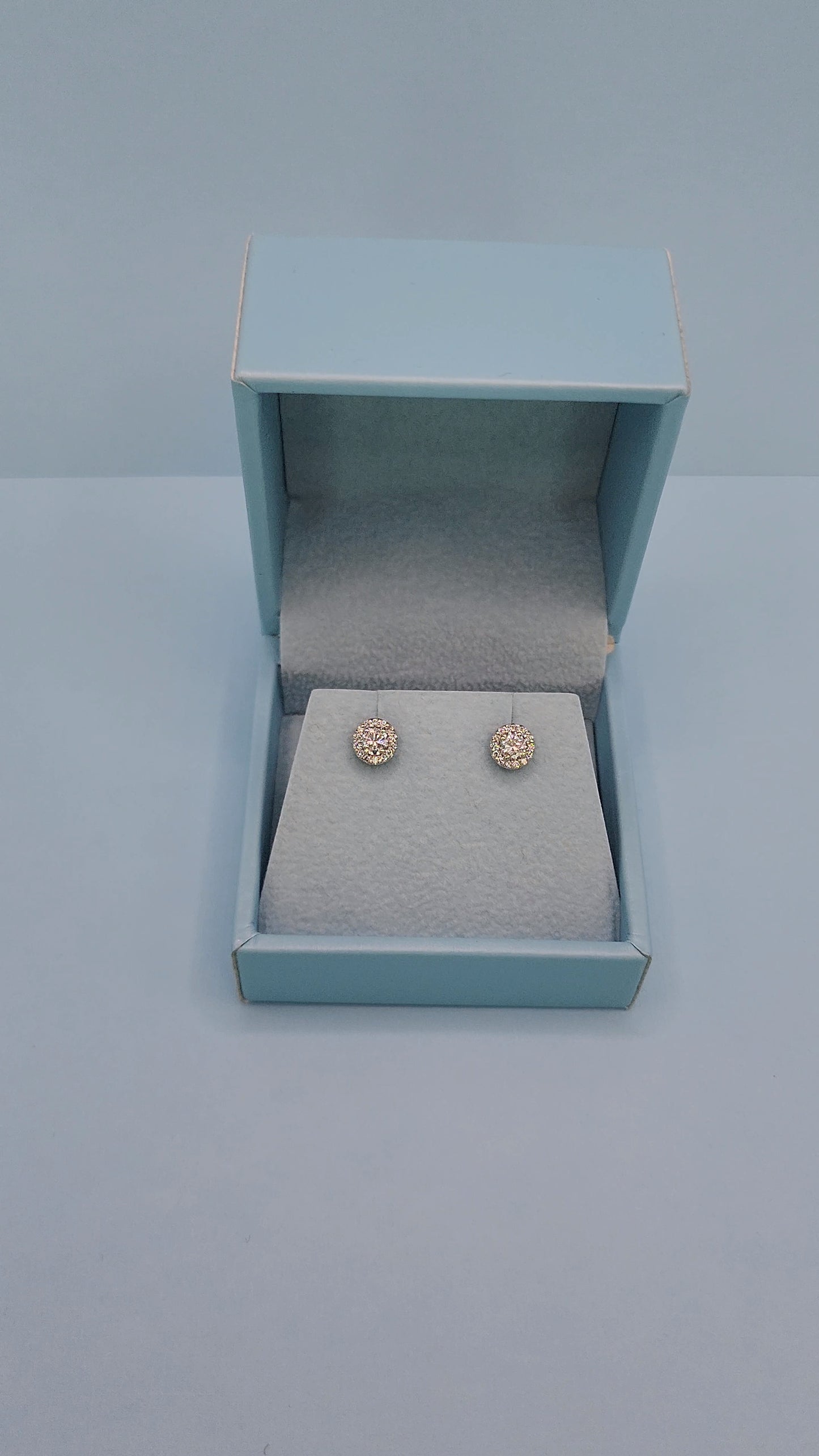 Classic Halo Design Diamond Stud Earrings in 14k White Gold