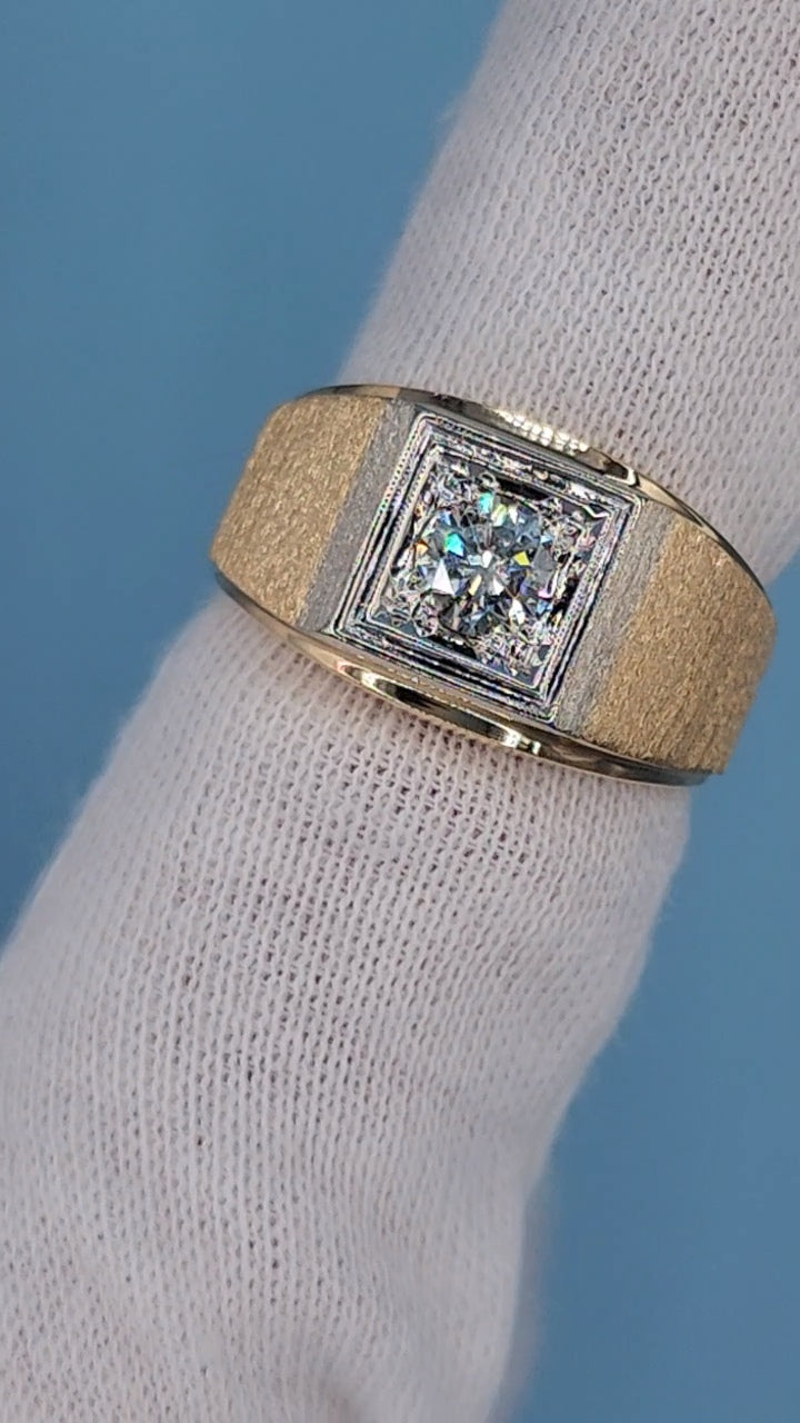 0.50 ct Round Solitaire Diamond Men's Ring in 14k Gold